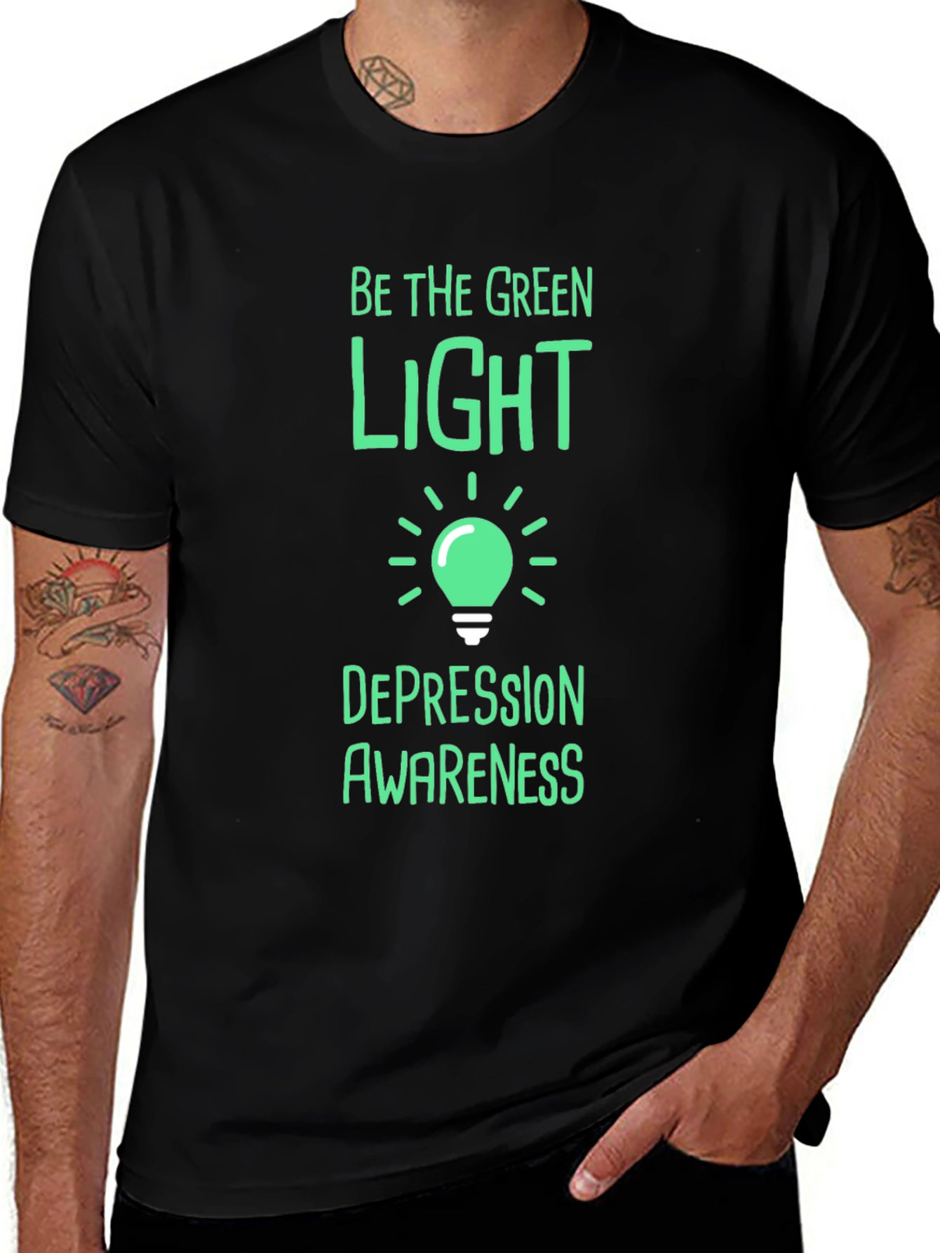 Green Light Depression Awareness Graphic T-Shirt