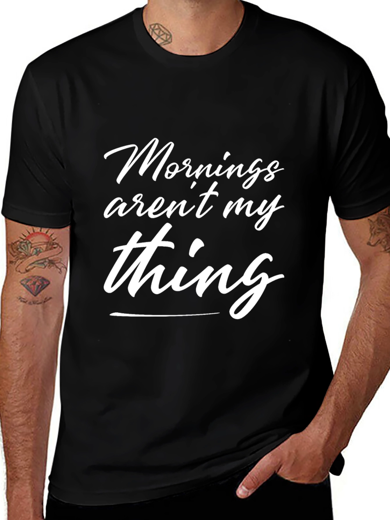 Variant 13 of Morning's Not My Thing Graphic Tee - Black