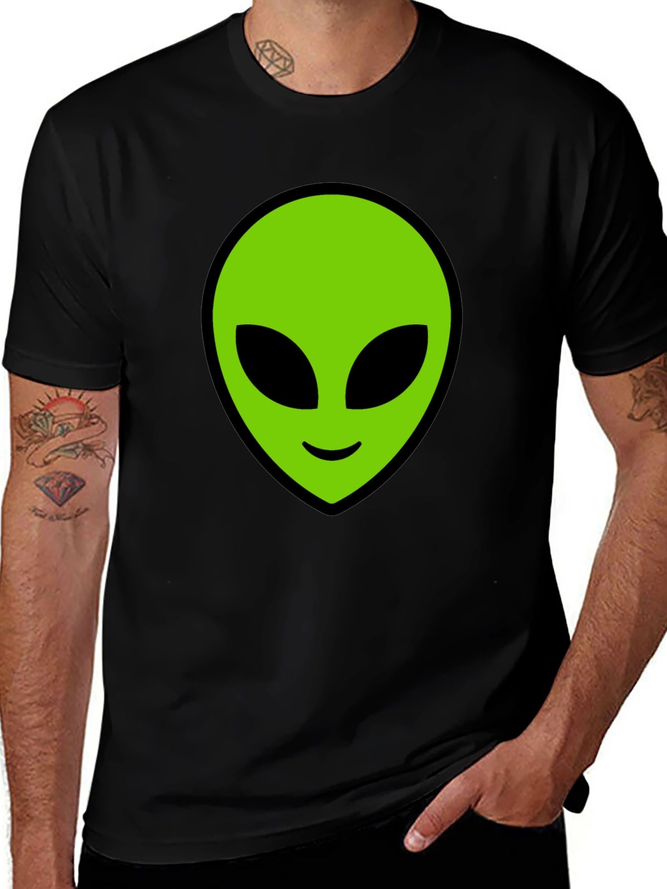 Alien Head Graphic Black T-Shirt