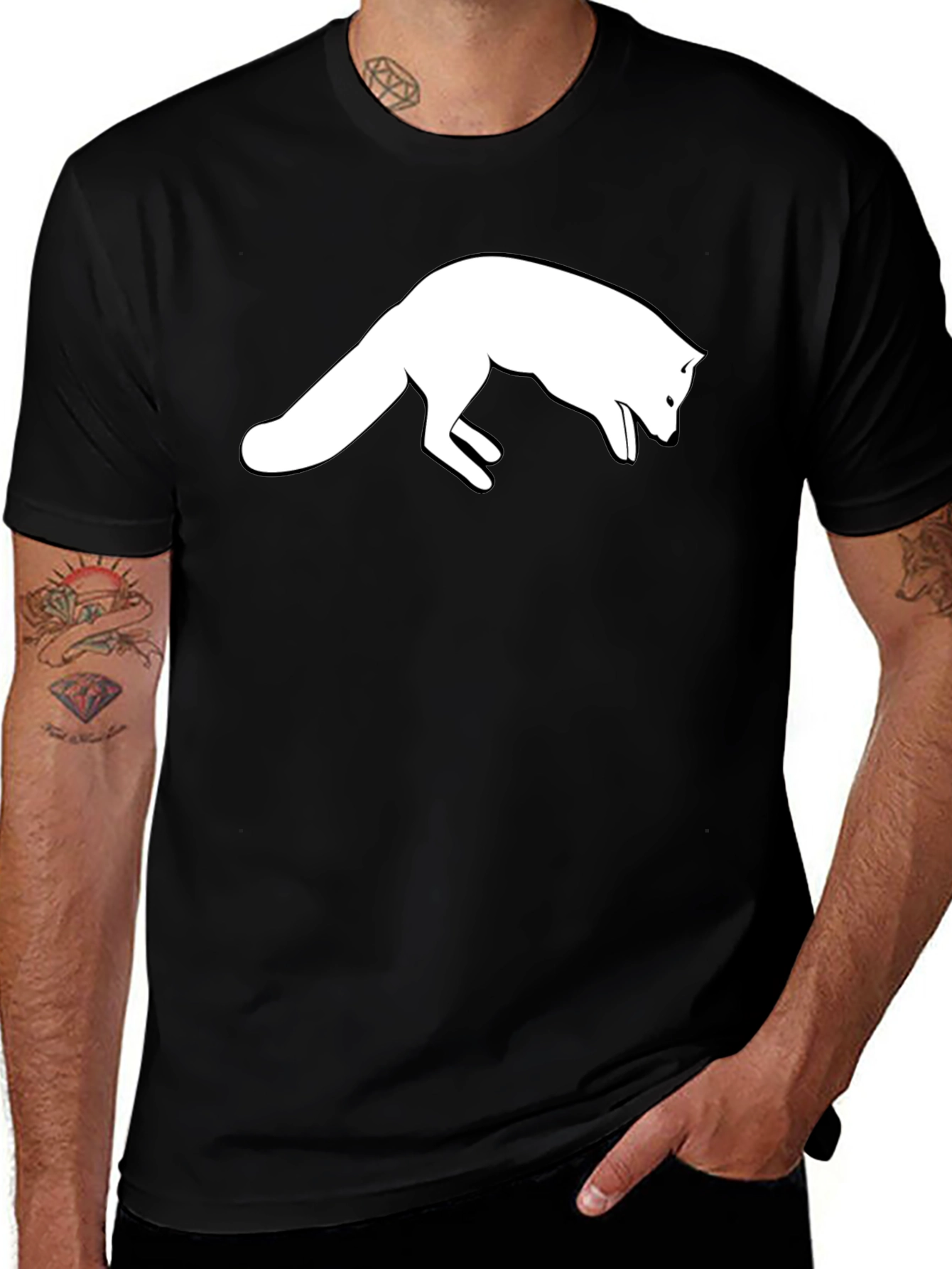 Variant 18 of Fox Silhouette Graphic Tee - Black Cotton T-Shirt