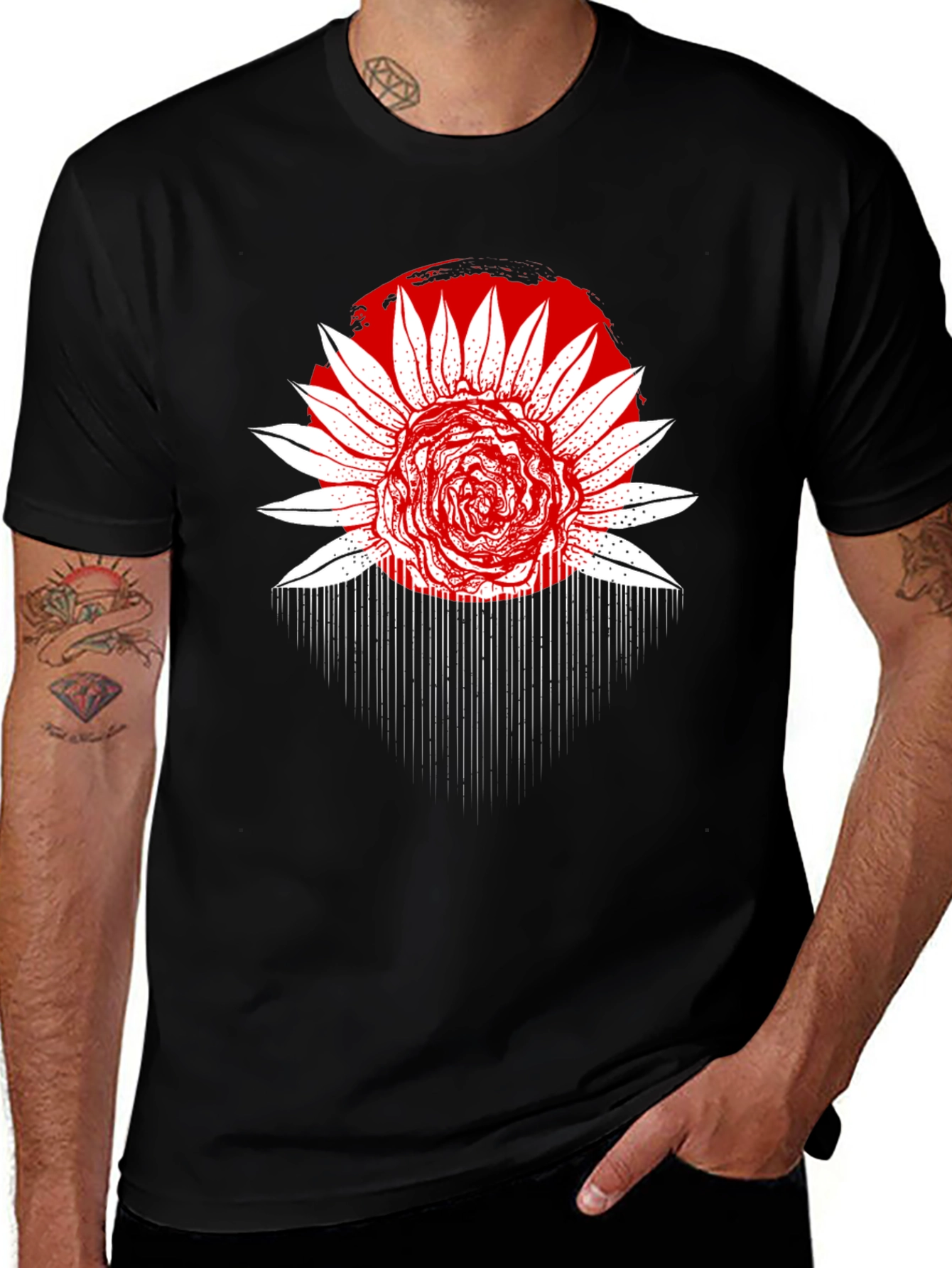 Variant 8 of Rose Sun T-Shirt - Black Graphic Tee