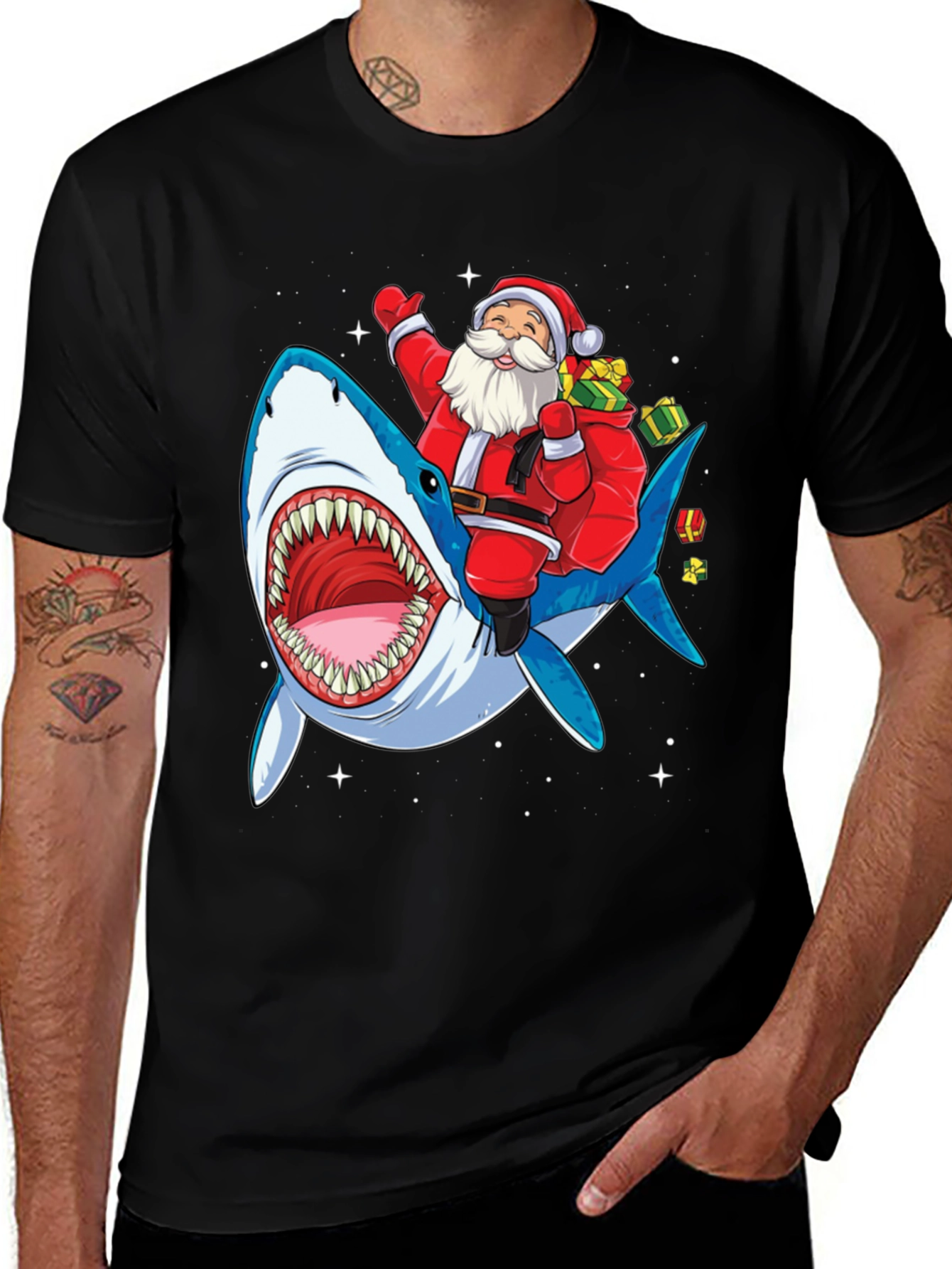 Variant 12 of Santa Shark T-Shirt - Holiday Novelty Tee