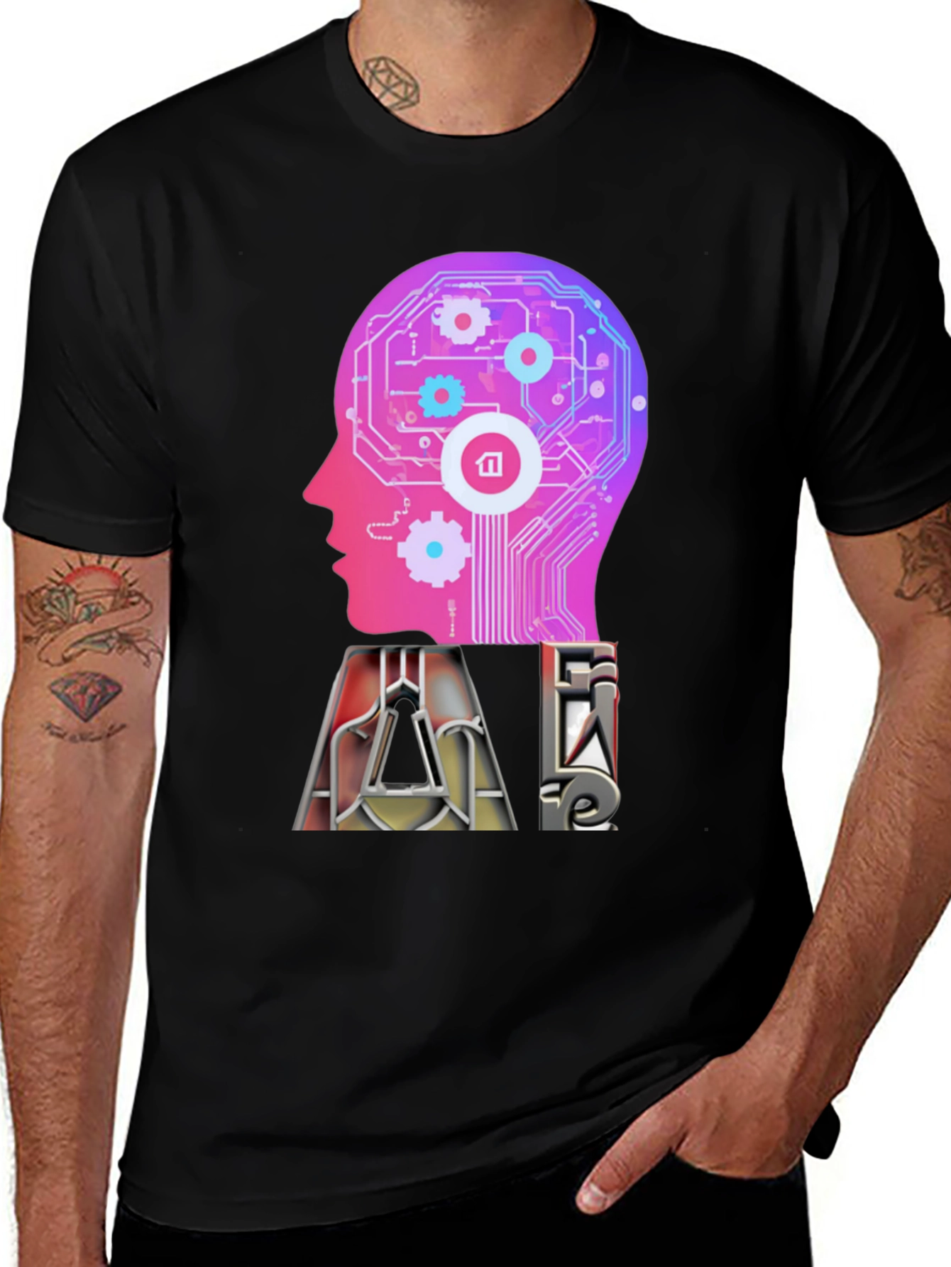 AI Brain Graphic T-Shirt - Future Tech Style