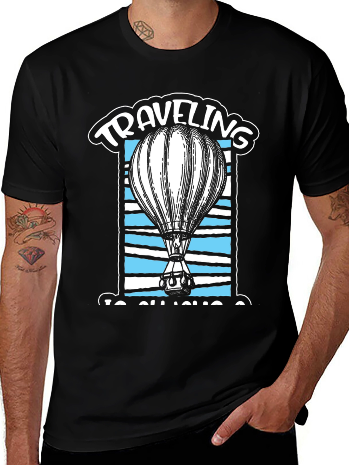 Traveling Balloon Graphic Tee - Black