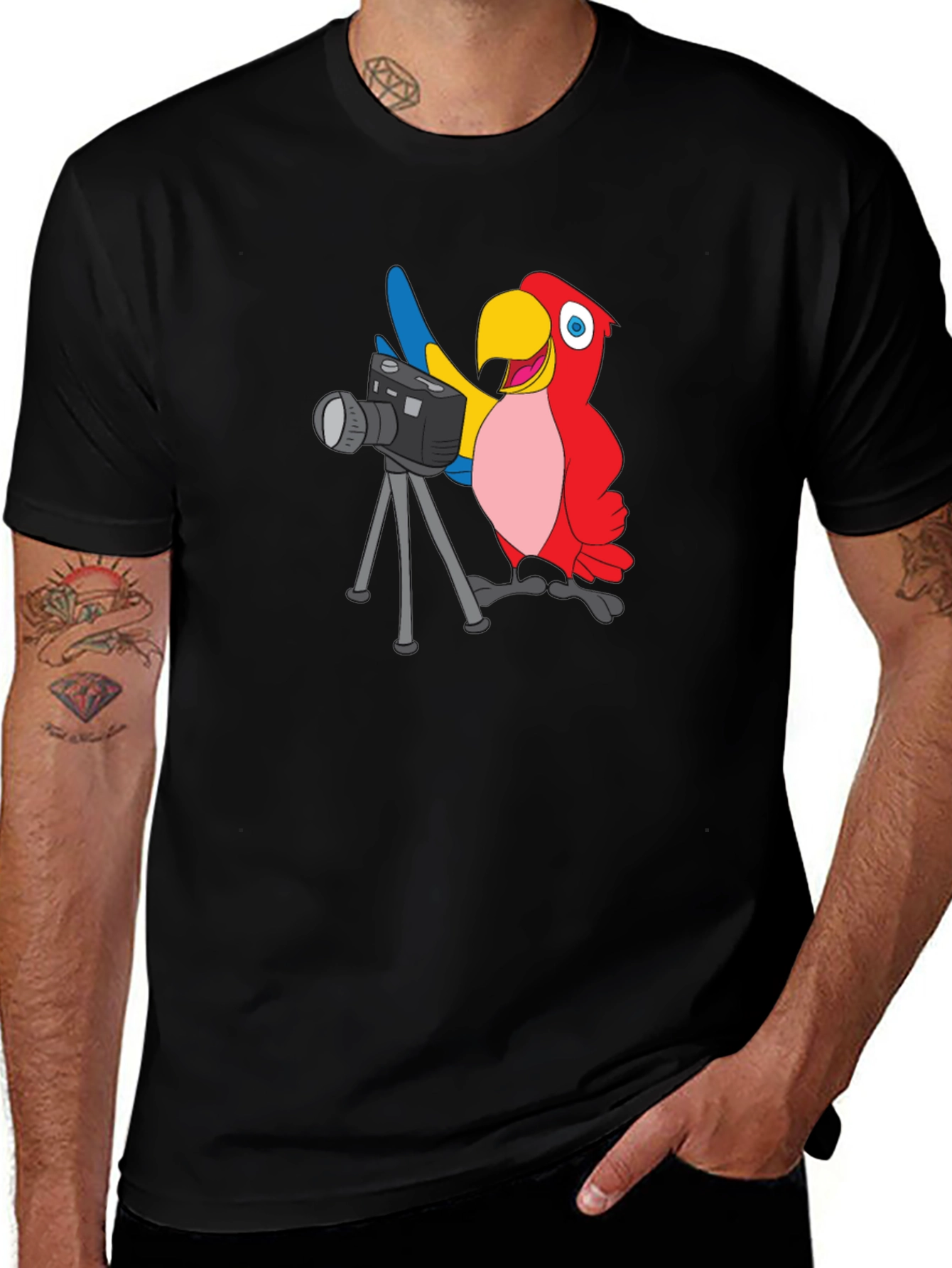 Variant 5 of Parrot Photographer Graphic T-Shirt - Black