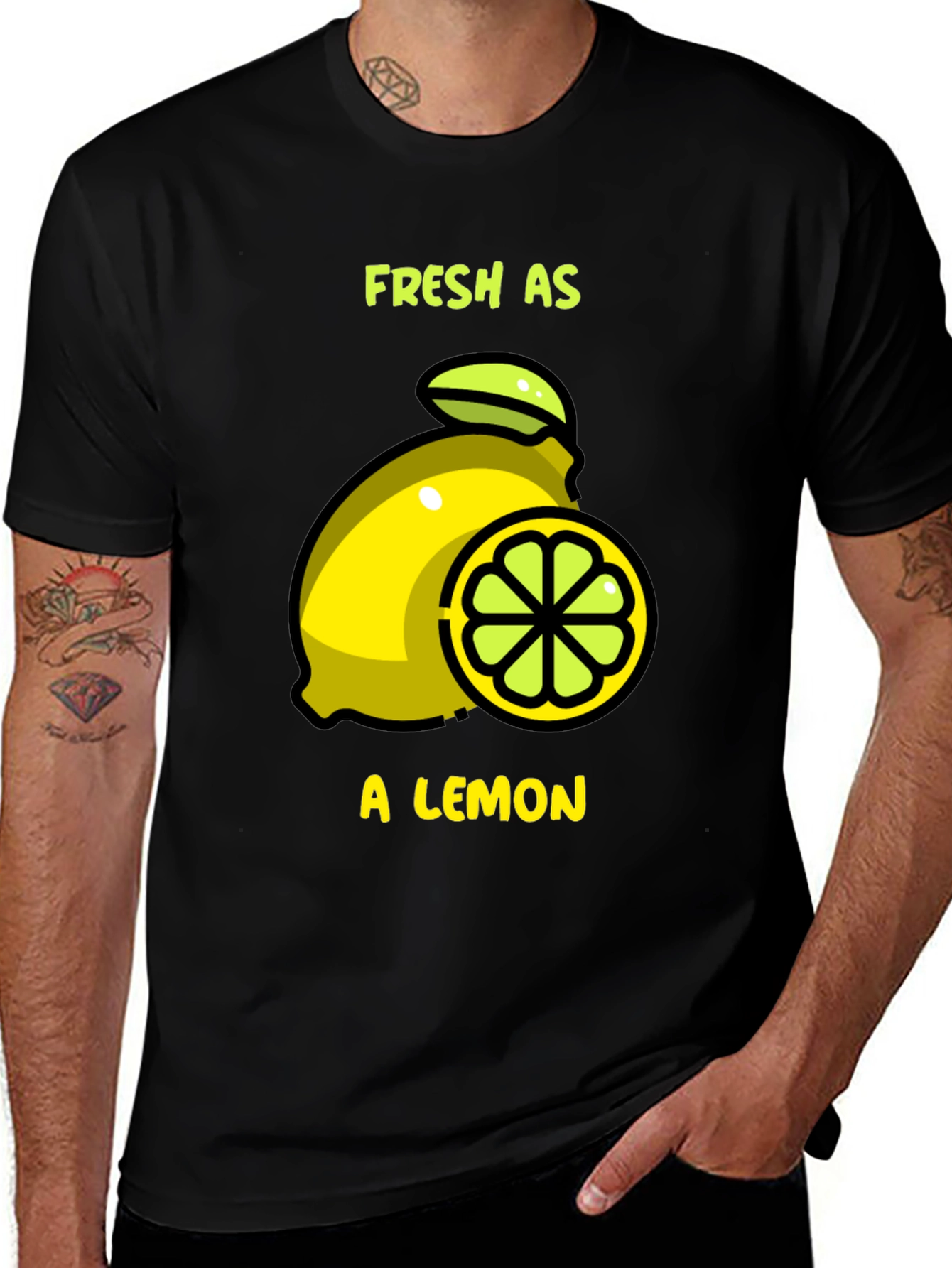 Variant 5 of Fresh as a Lemon Graphic Tee - Trendy Black T-Shirt