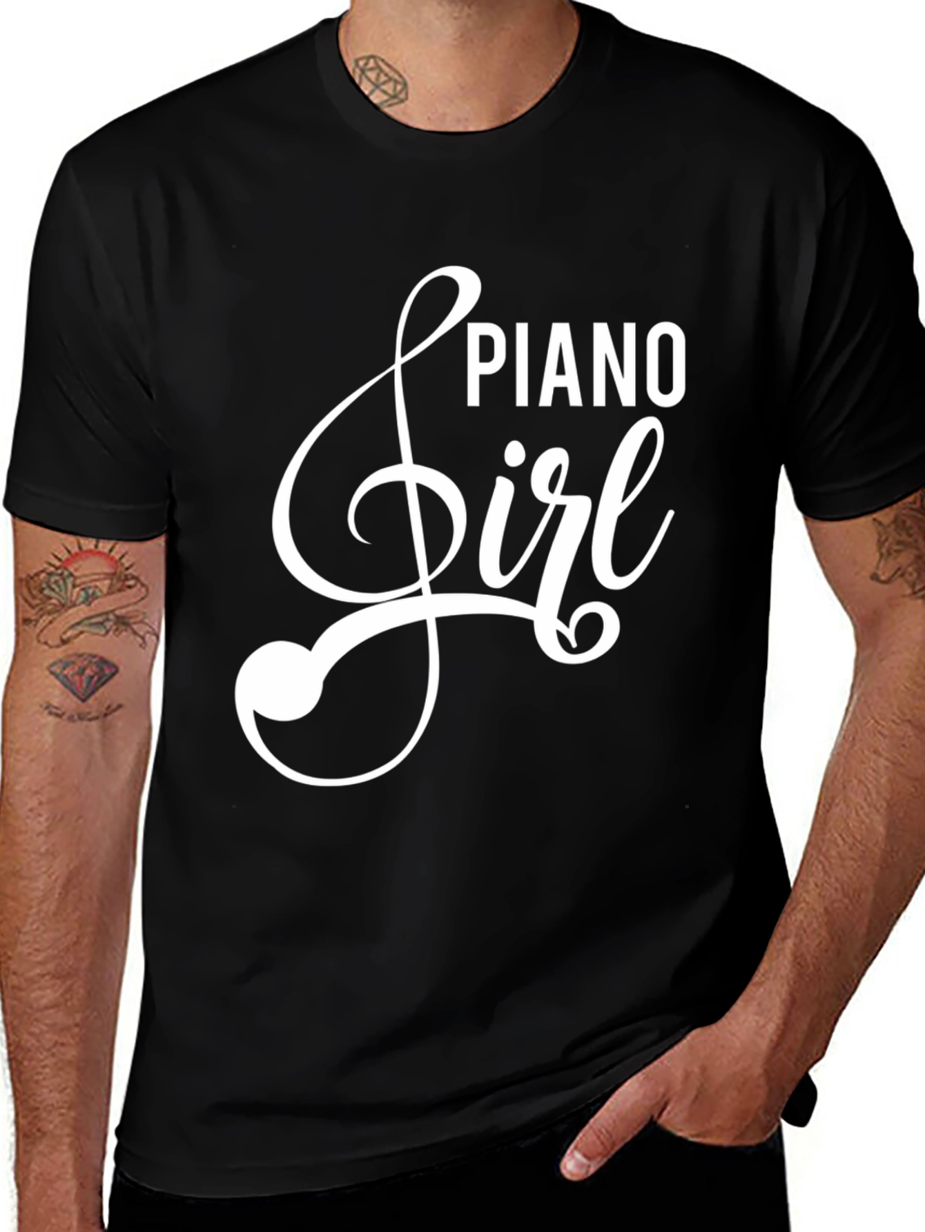 Variant 12 of Piano Girl Black Graphic Tee