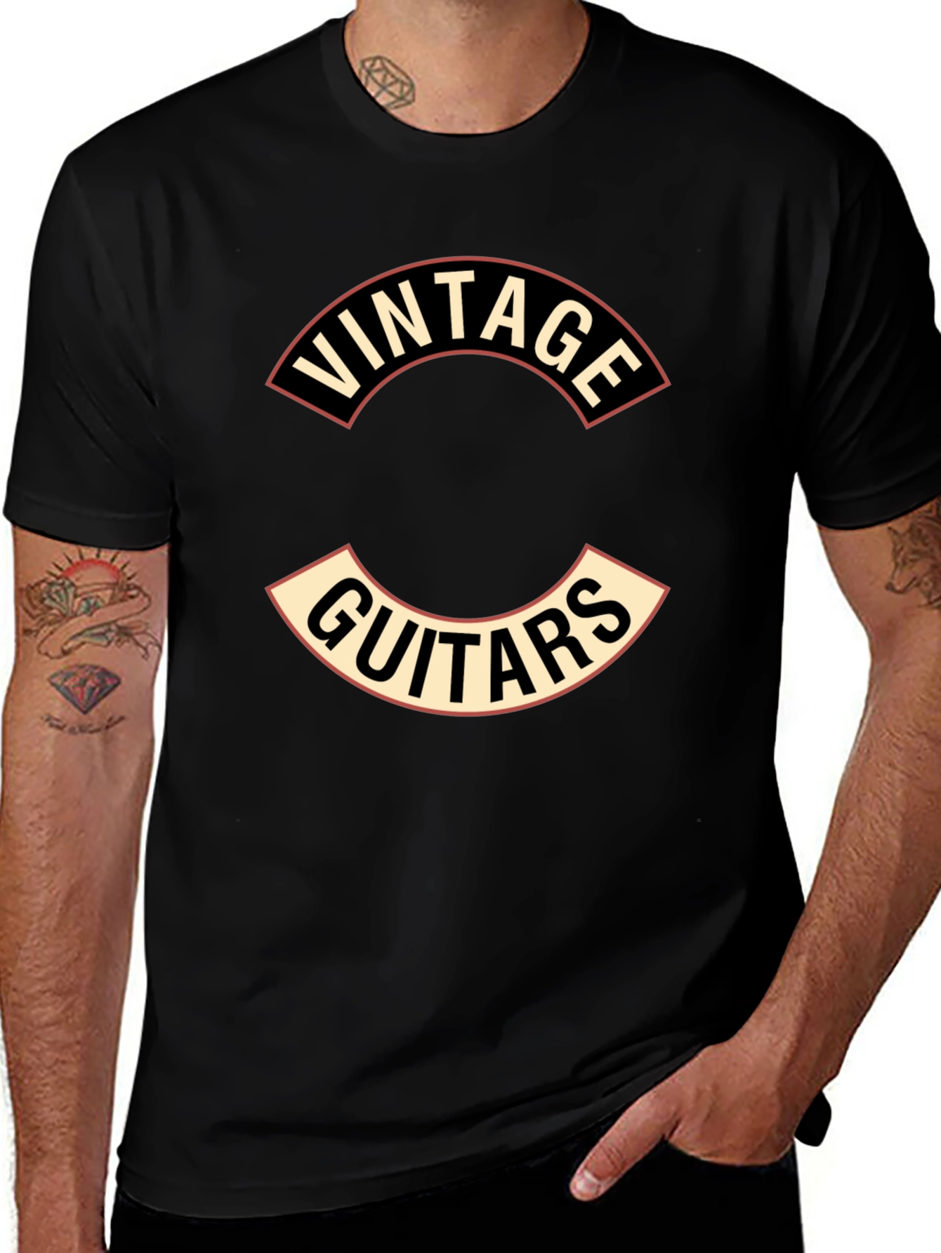 Variant 30 of Vintage Guitars Graphic Tee - Black T-Shirt
