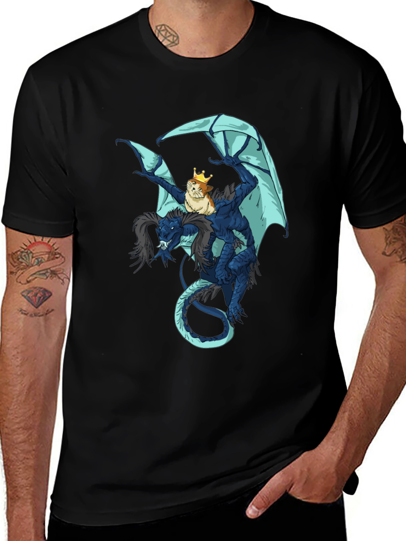 Dragon & Cat King Graphic T-Shirt - Unique Design