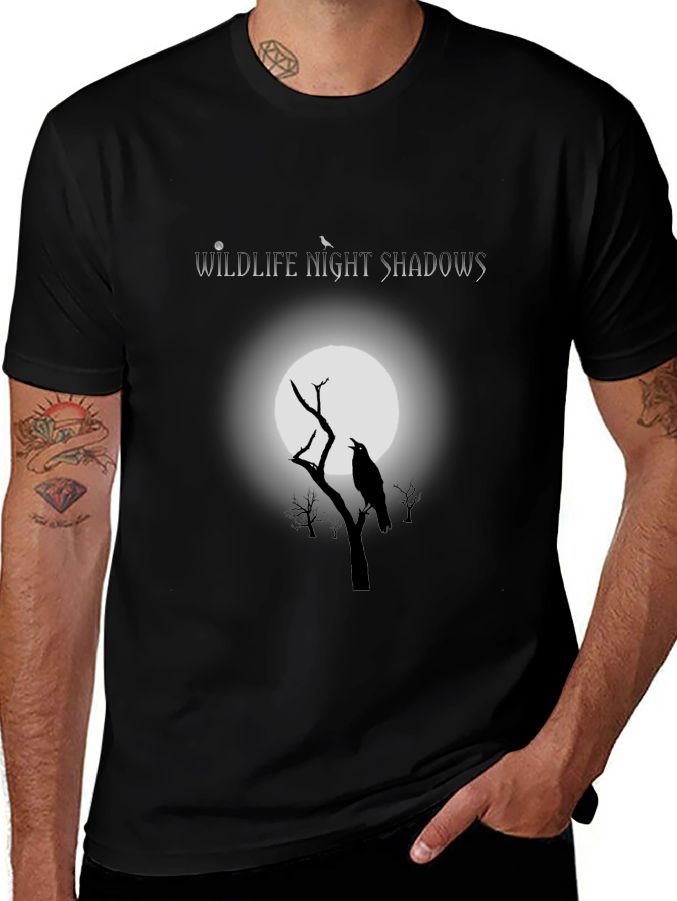 Variant 8 of Wildlife Night Shadows Graphic Tee - Raven Moon Design
