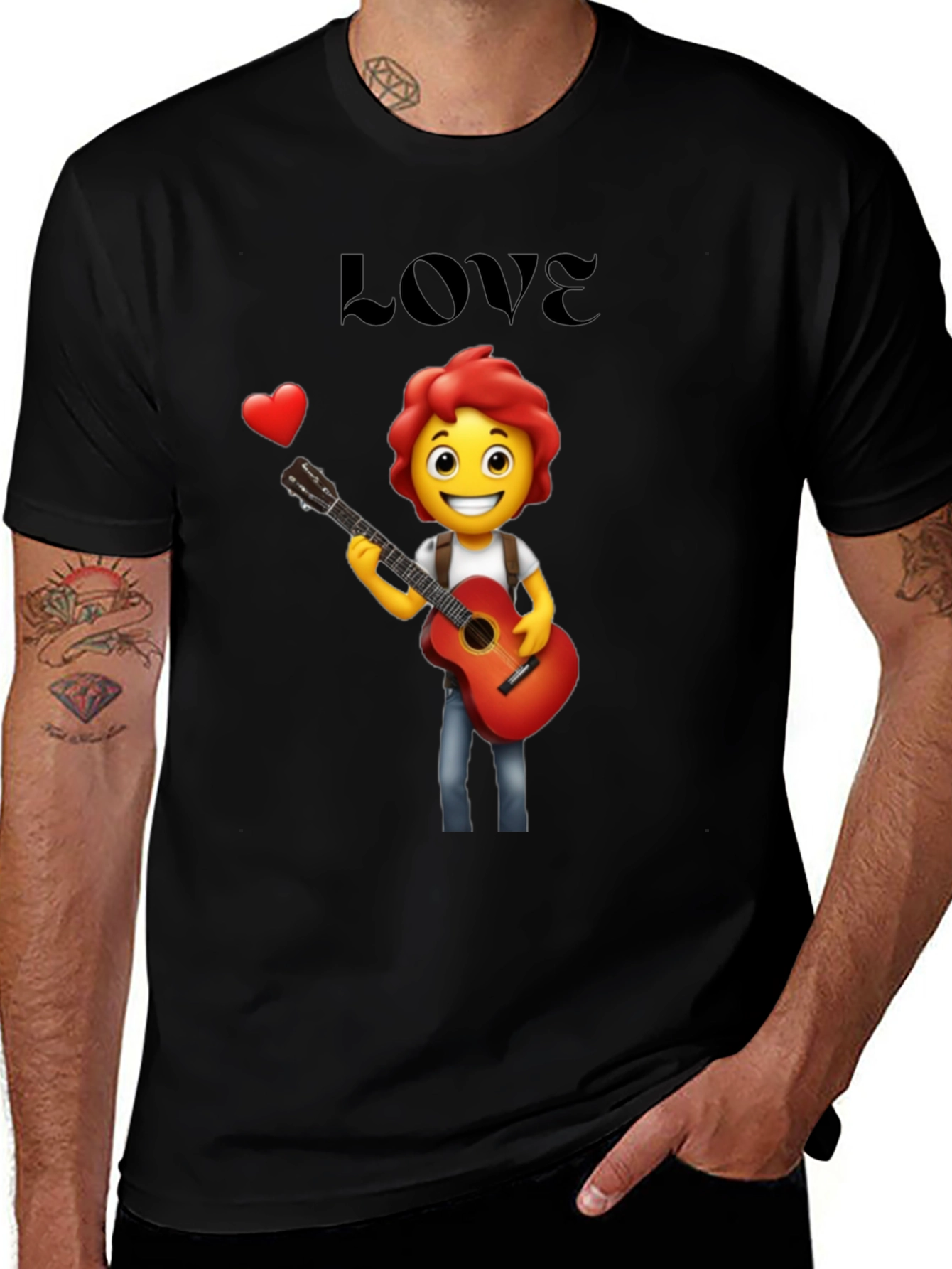 Variant 20 of Love Music Graphic Tee - Emoji Guitarist