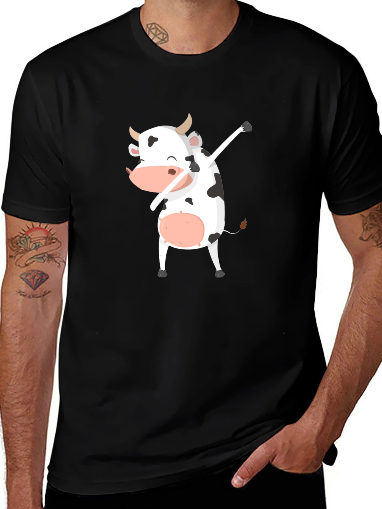 Variant 4 of Dabbing Cow Graphic Tee - Unisex Black T-Shirt