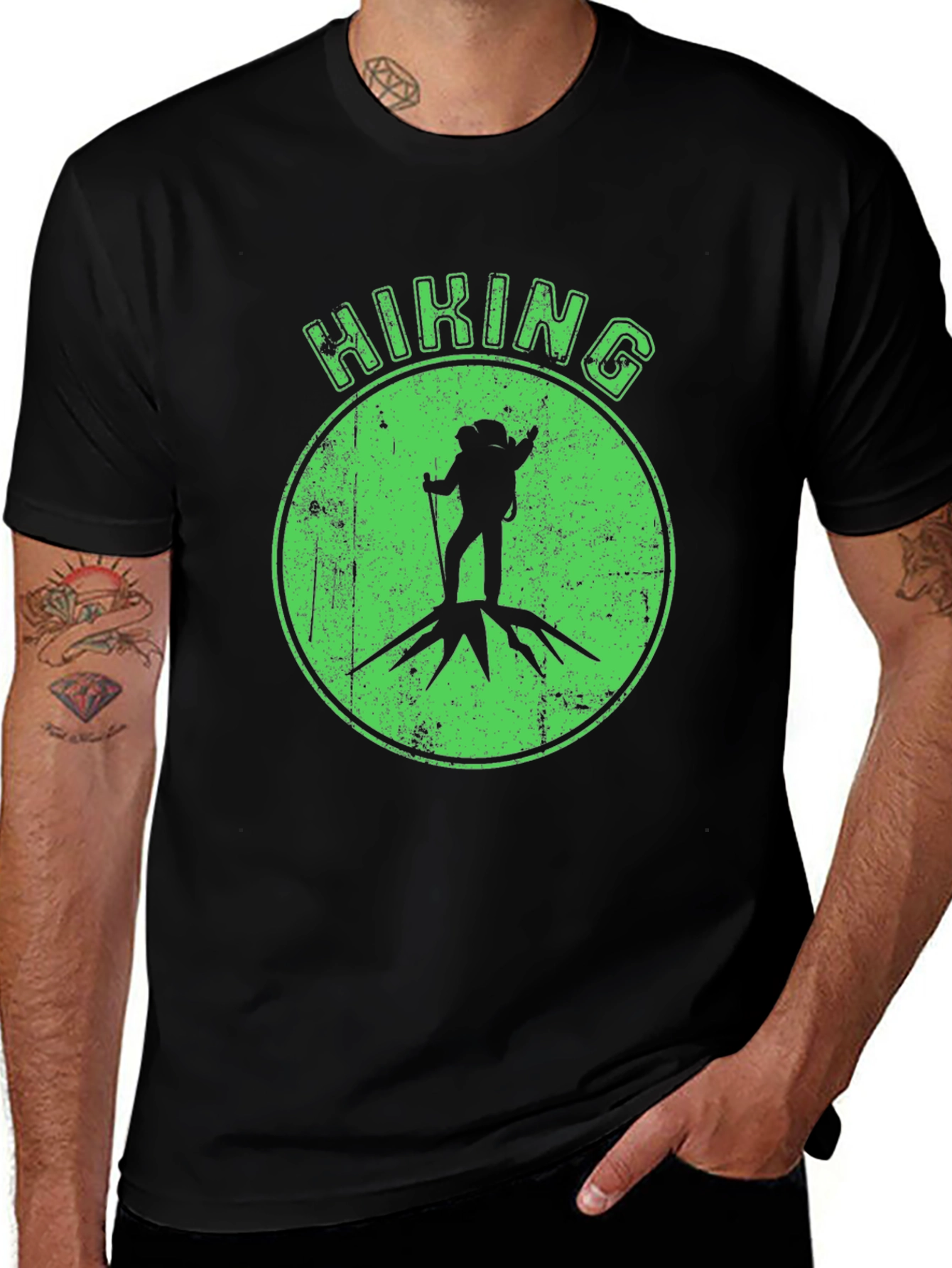 Variant 9 of Hiking Adventure Tee - Black Cotton Graphic T-Shirt