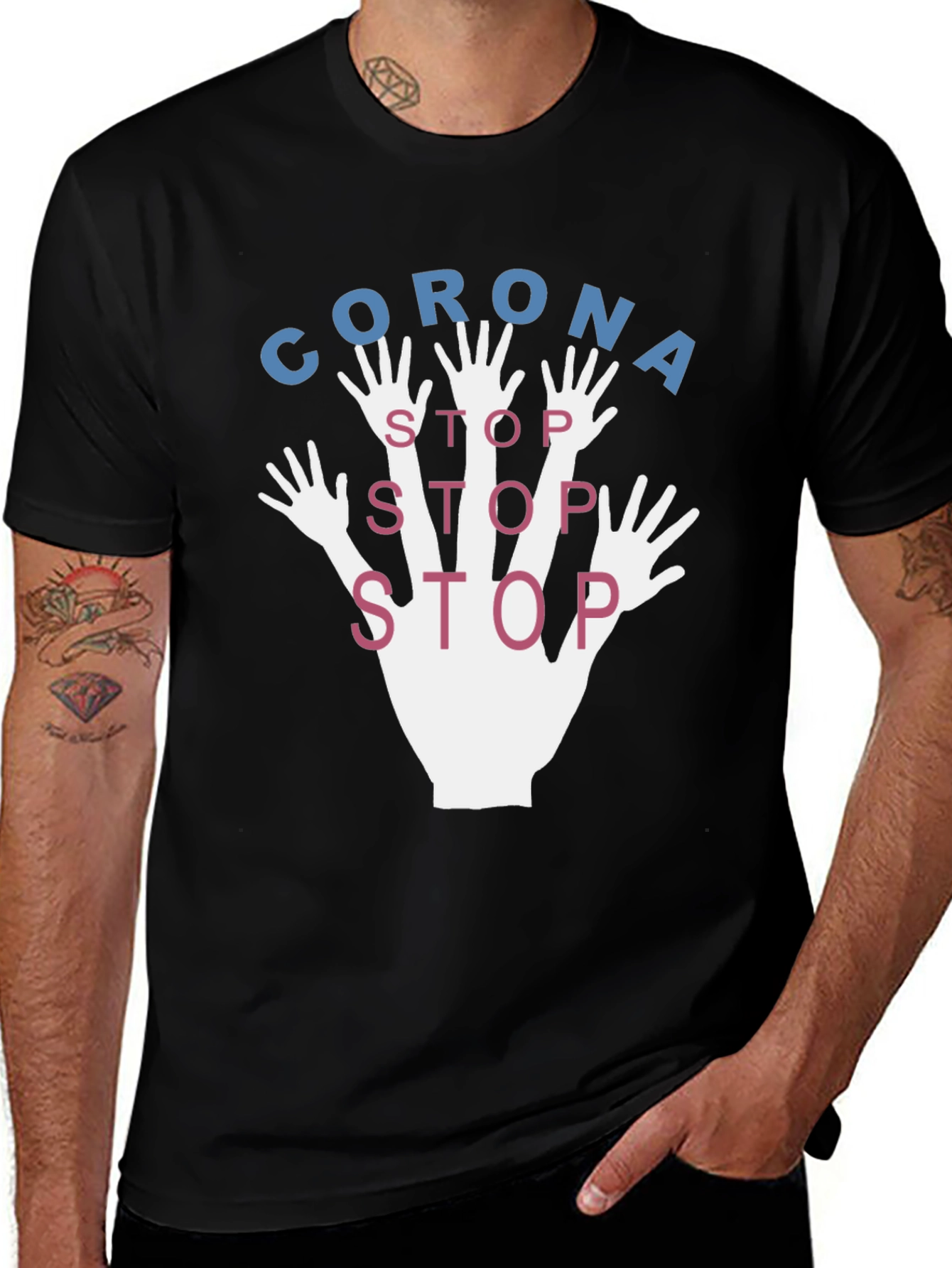 Variant 9 of Stop Corona Black Graphic Tee