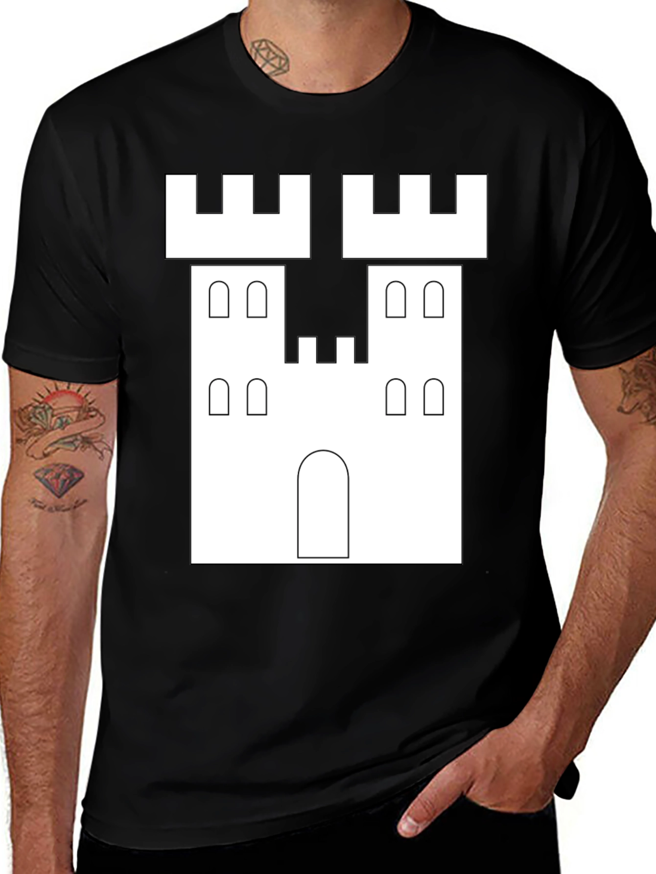 Variant 10 of Castle Graphic Tee - Black Crew Neck T-Shirt