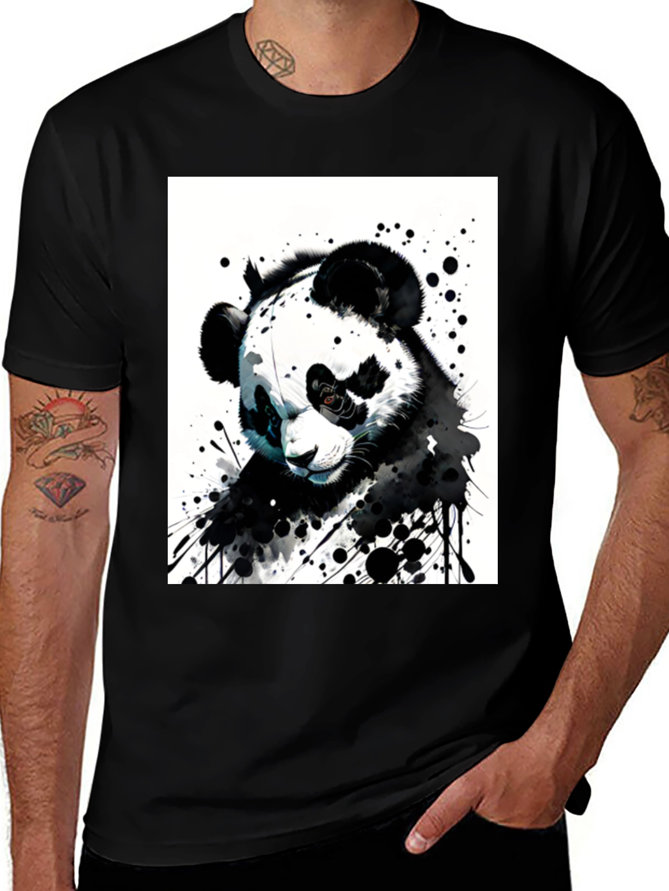 Variant 14 of Black Panda Graphic Tee - Unique Art Design