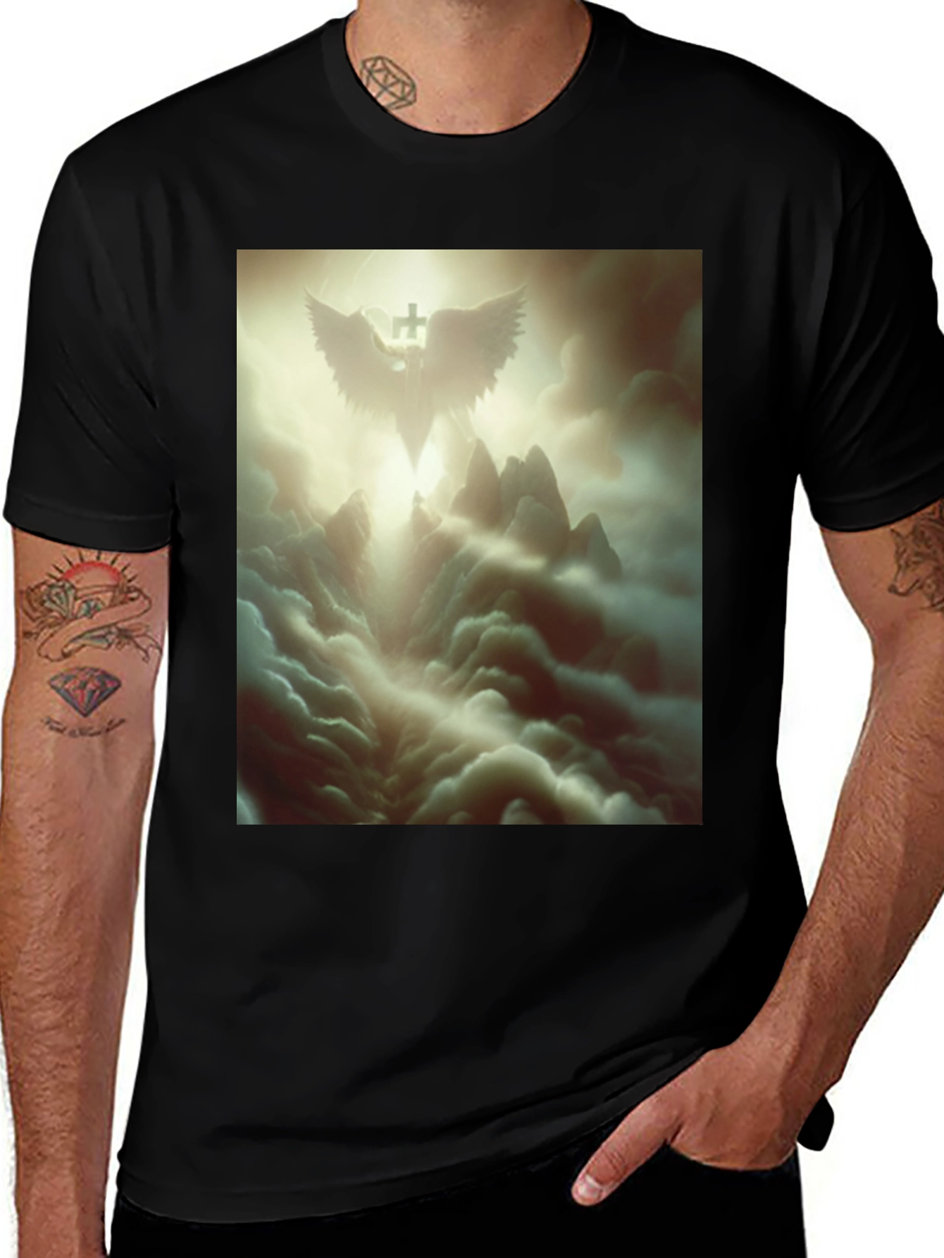 Variant 22 of Angel Wings Graphic Print Black T-Shirt