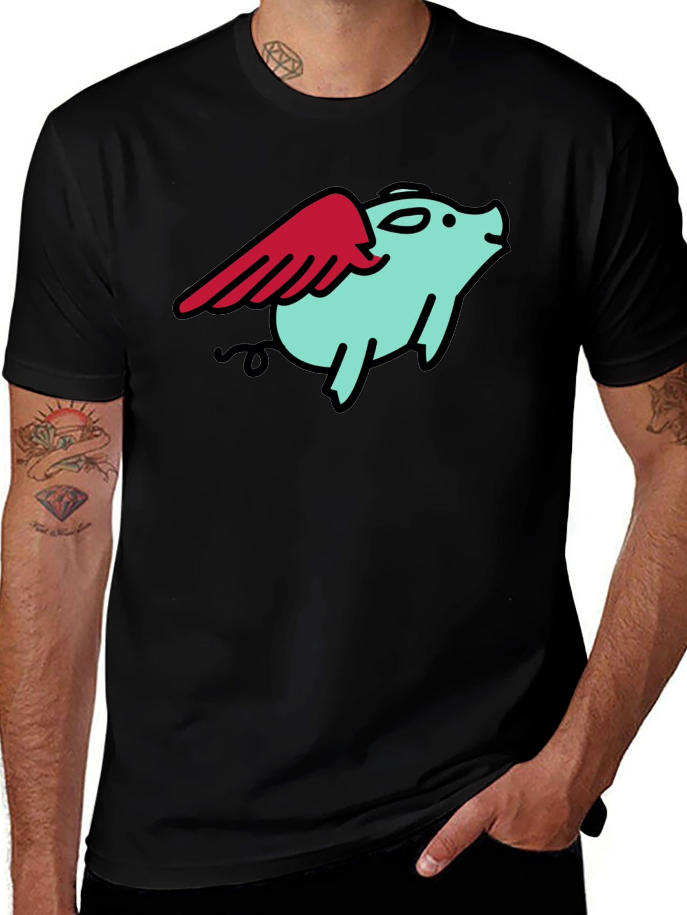 Variant 29 of Flying Pig Graphic T-Shirt - Quirky Tee