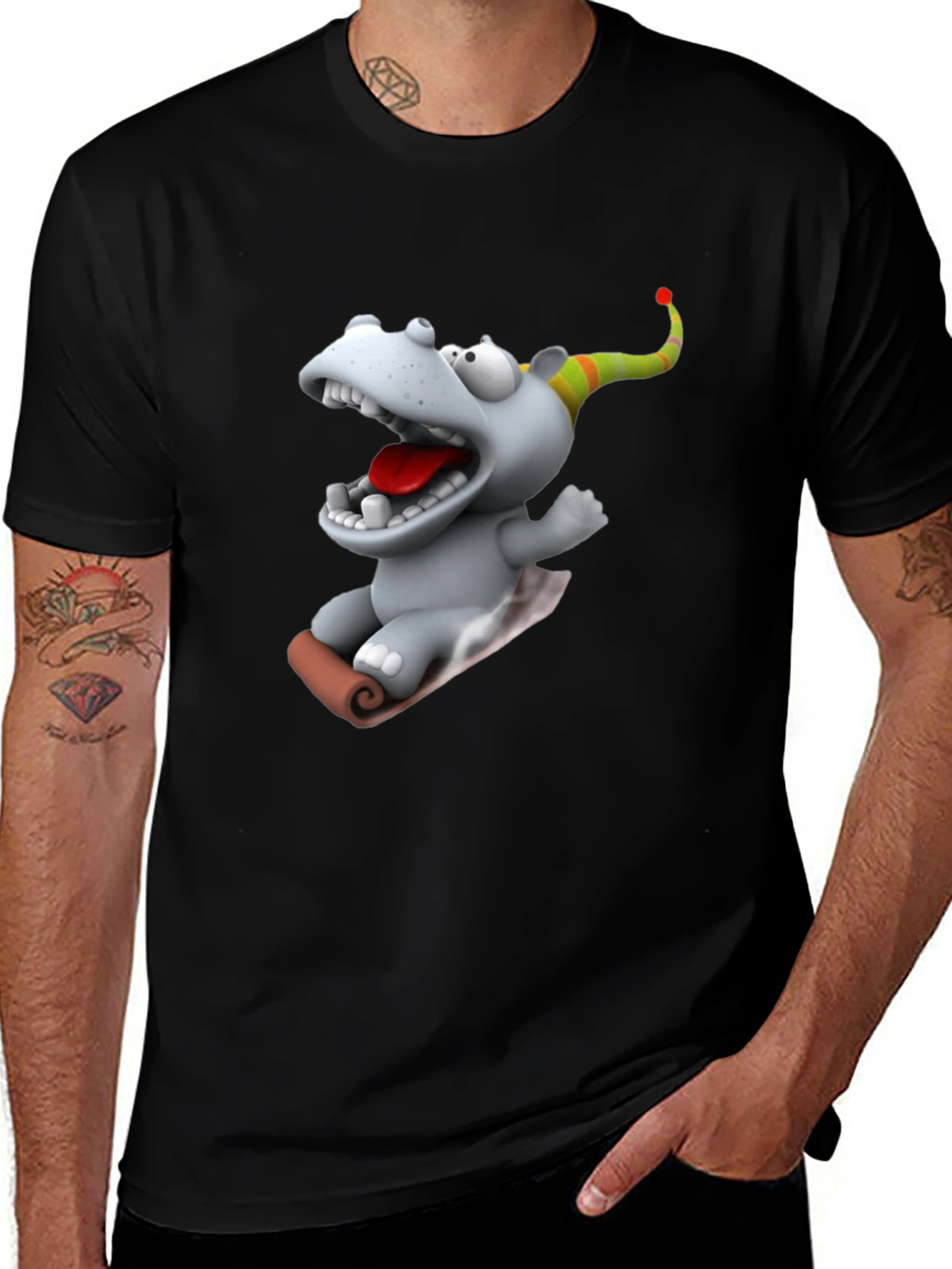 Variant 6 of Cartoon Hippo T-Shirt - Fun Graphic Tee