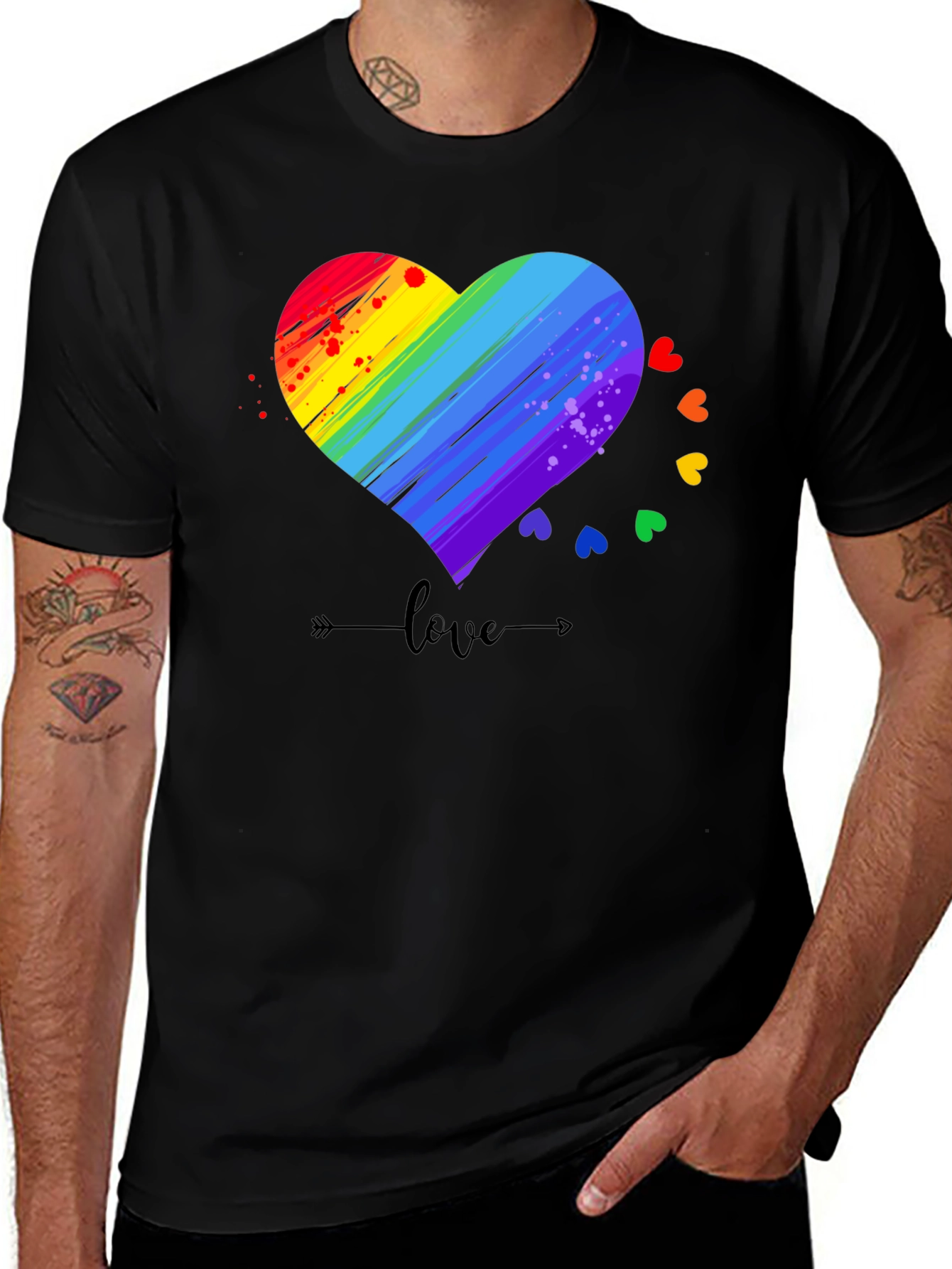 Rainbow Heart Love T-Shirt LGBT Pride Tee