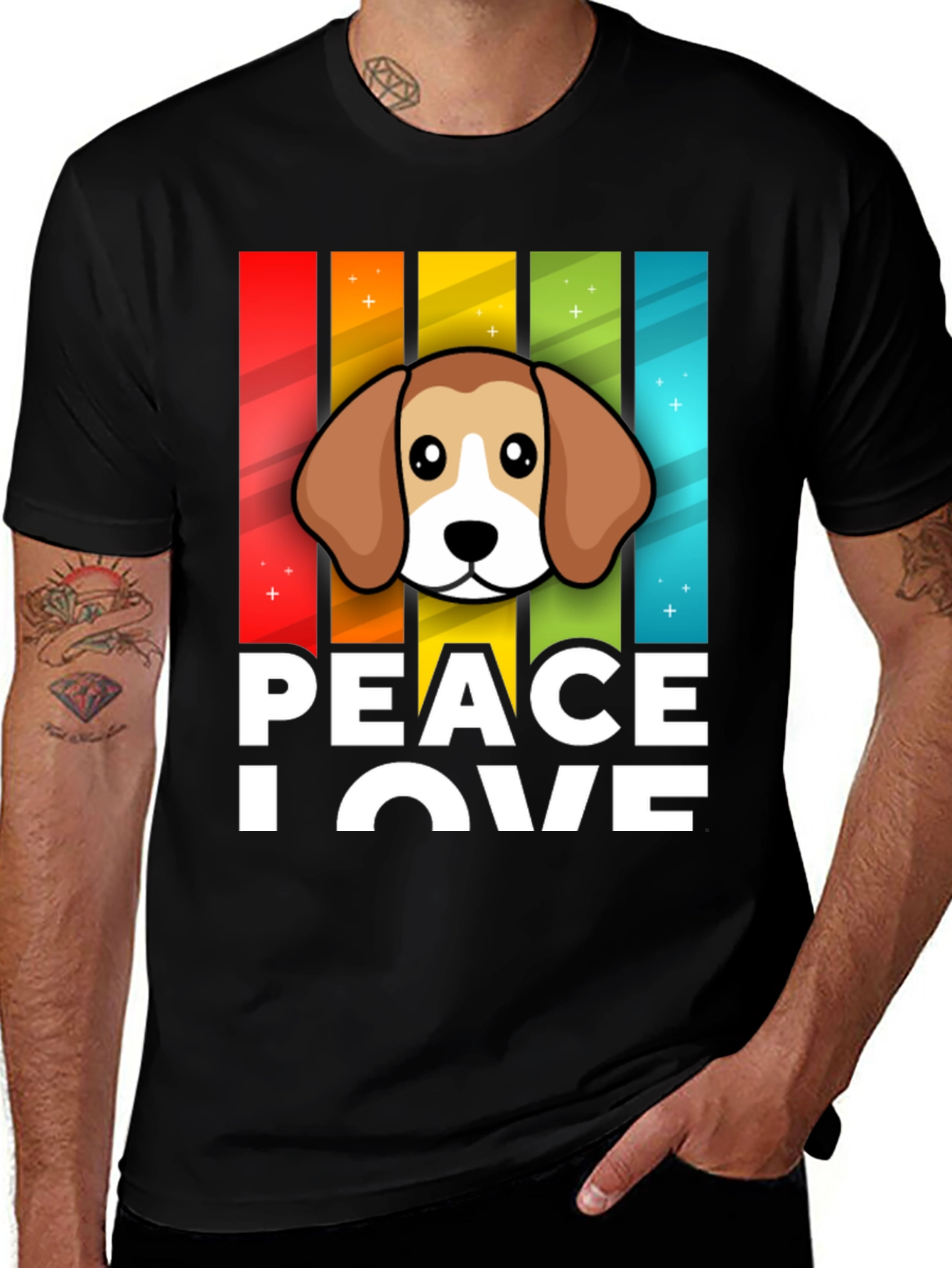 Variant 25 of Peace Love Beagle T-Shirt - Fun Dog Graphic Tee