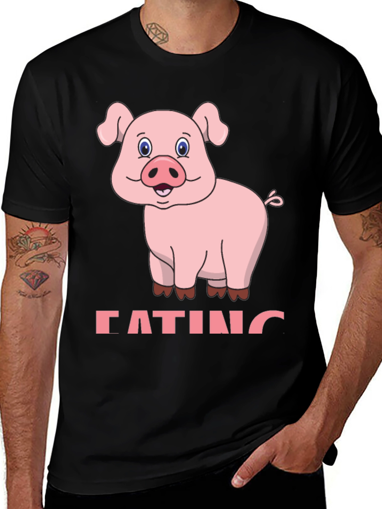Variant 7 of Funny Pig Eating Cartoon Graphic T-Shirt