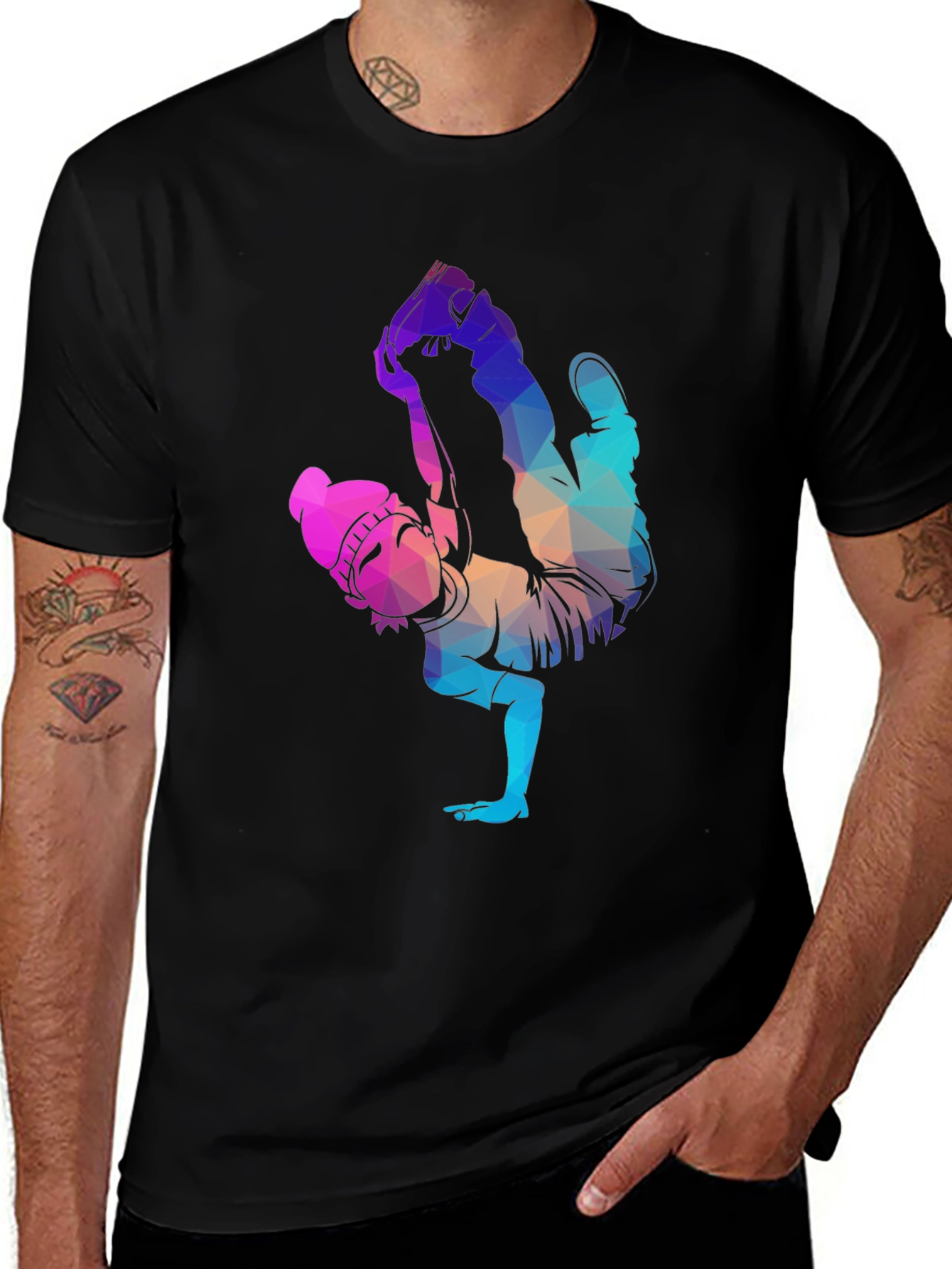 Variant 22 of Geometric Dancer Graphic Tee - Unisex Black T-Shirt