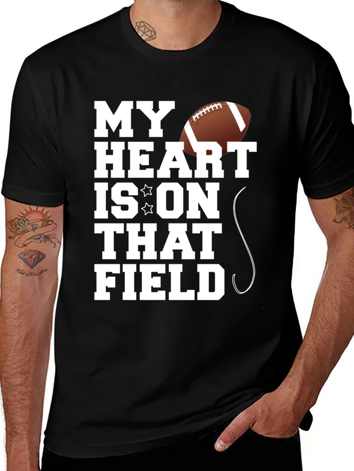 Variant 9 of Football Lover Tee: My Heart is on That Field