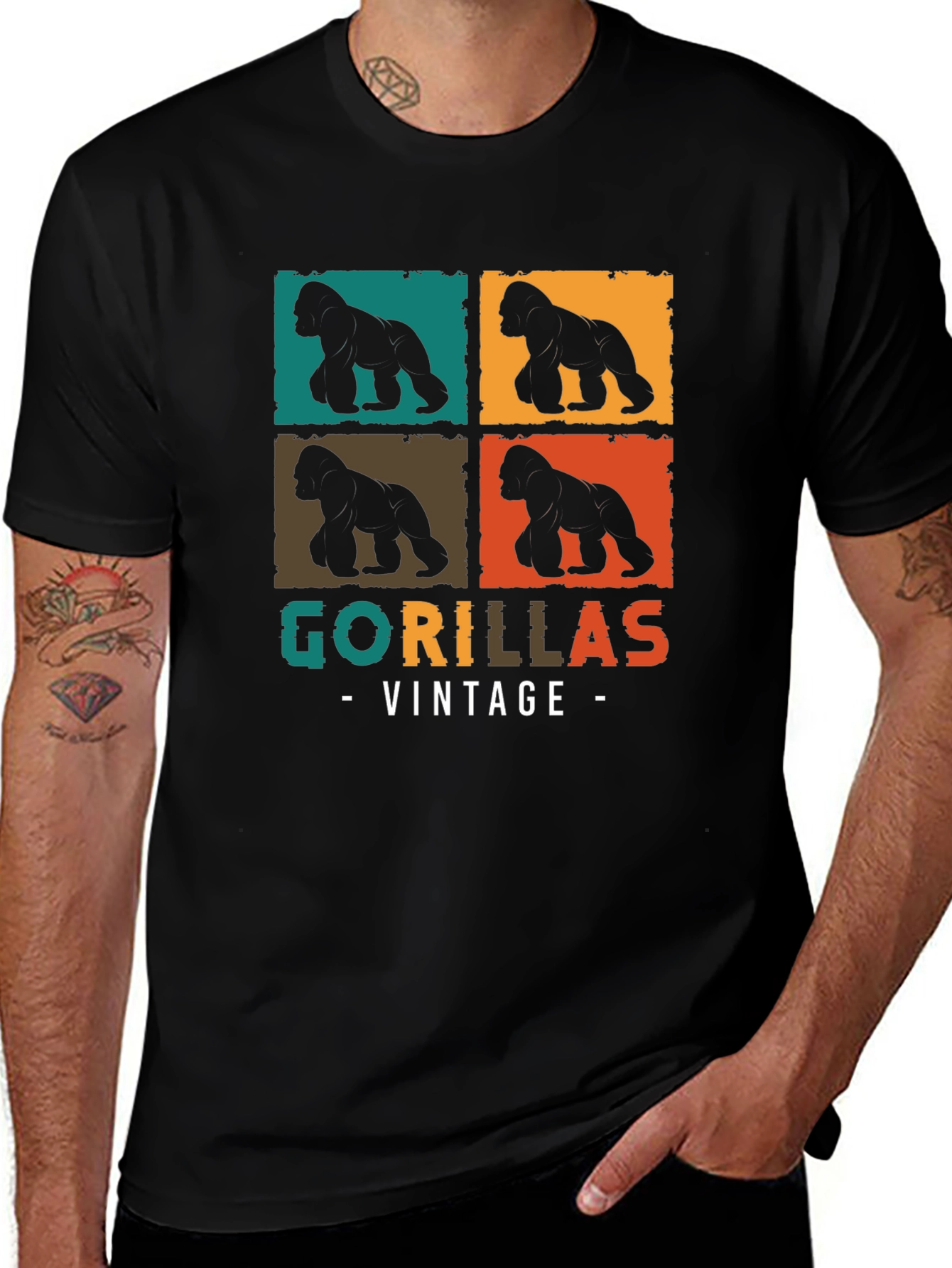 Variant 8 of Gorillas Vintage Graphic Print T-Shirt
