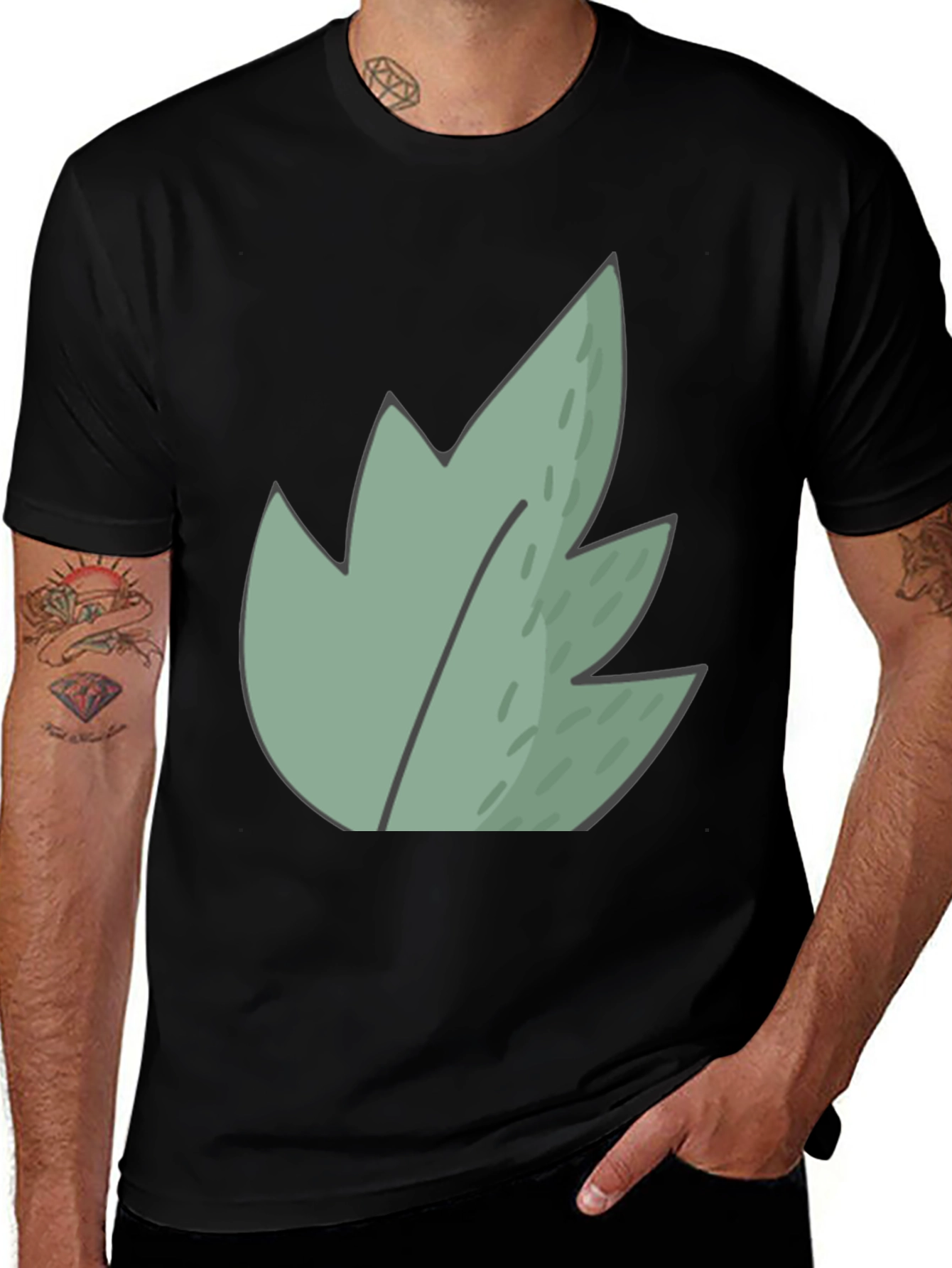 Variant 3 of Leaf Graphic Black T-Shirt - Nature Inspired Design