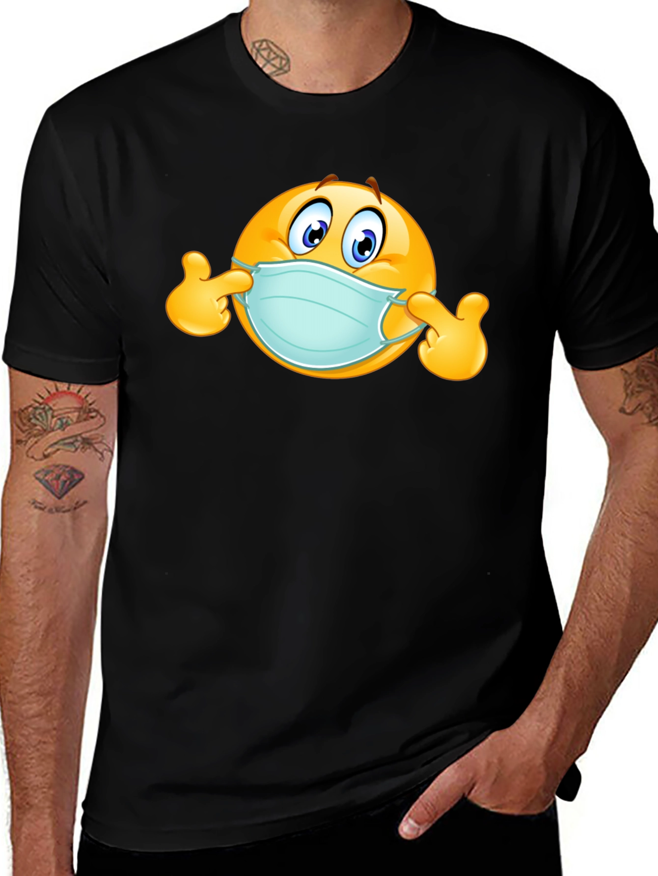 Variant 11 of Masked Emoji Graphic T-Shirt - Stay Safe Style