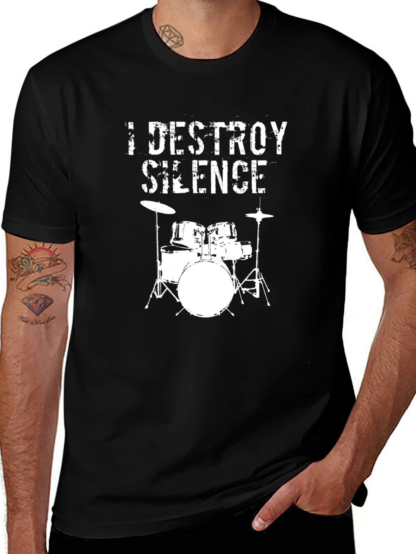 Variant 20 of I Destroy Silence Drummer Graphic Tee