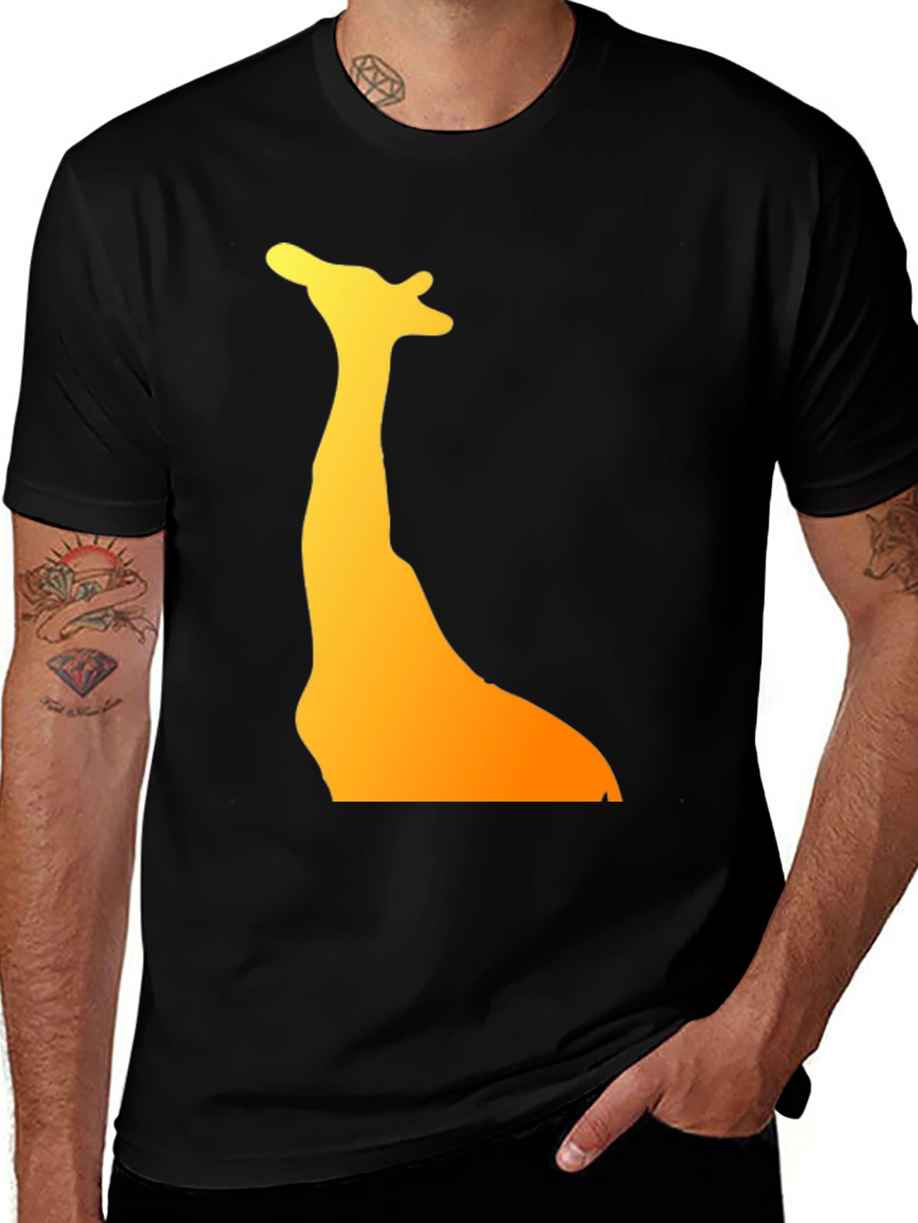 Variant 12 of Giraffe Silhouette Graphic Tee - Black Cotton T-Shirt