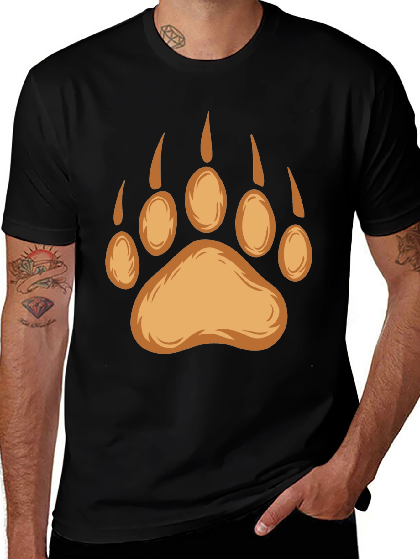 Variant 22 of Bear Paw Print Graphic Tee - Black