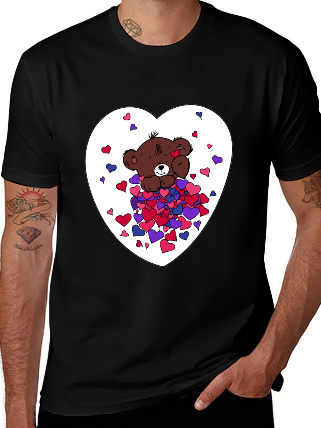 Variant 2 of Bear Hug Heart Graphic Tee - Black