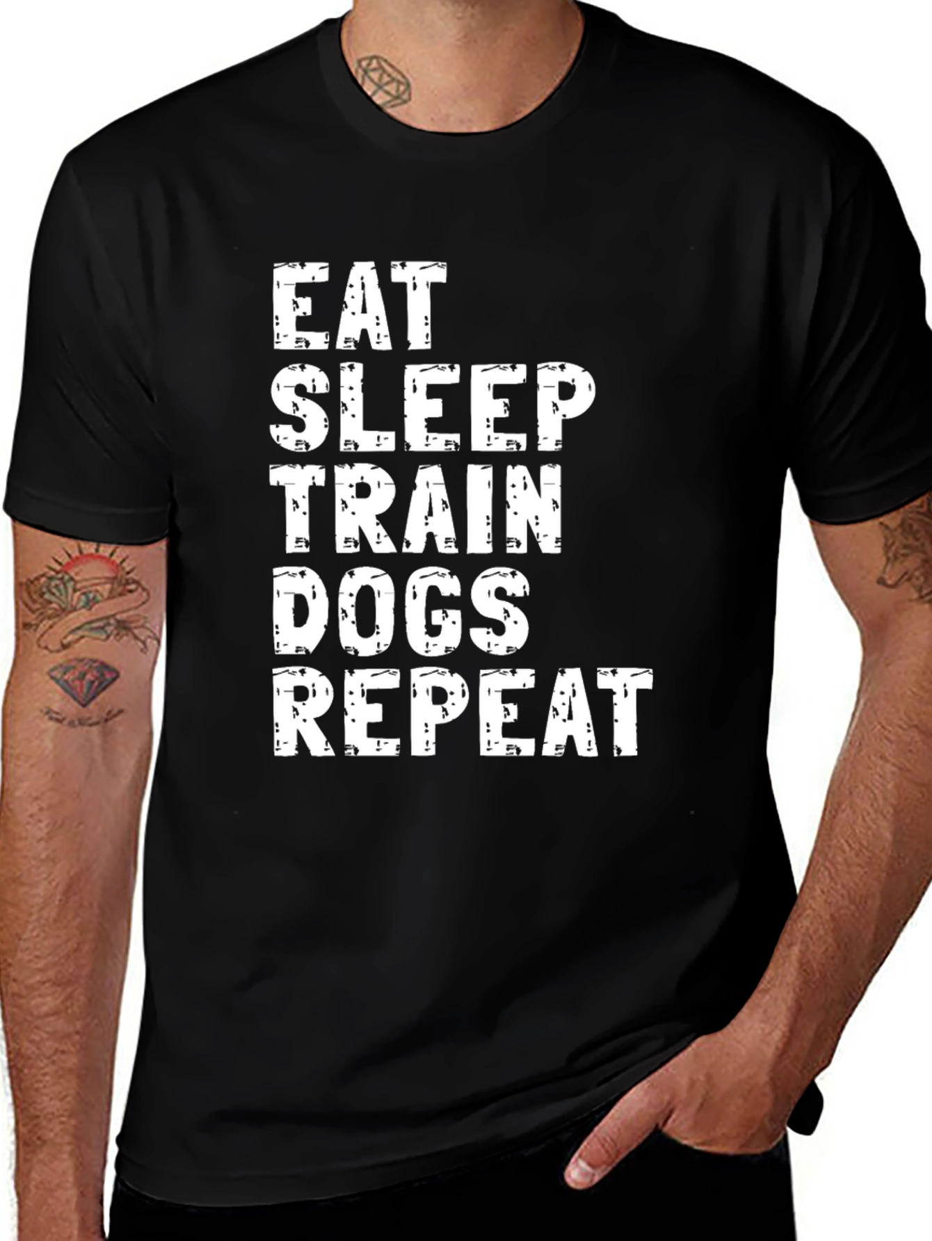 Variant 24 of Eat Sleep Train Dogs Repeat Black T-Shirt