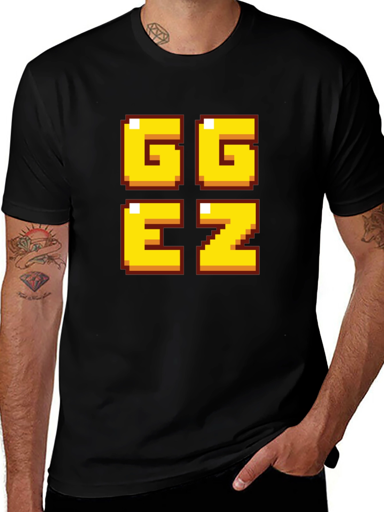 Variant 12 of GG EZ Pixel Art Graphic Tee - Black Cotton T-Shirt