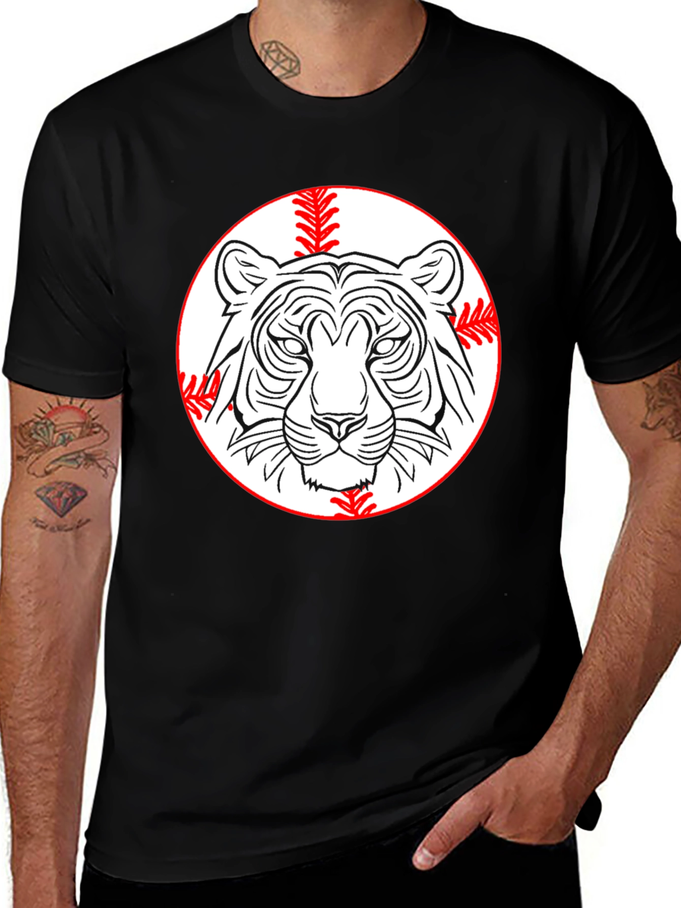 Tiger Baseball Graphic Tee - Classic Black T-Shirt