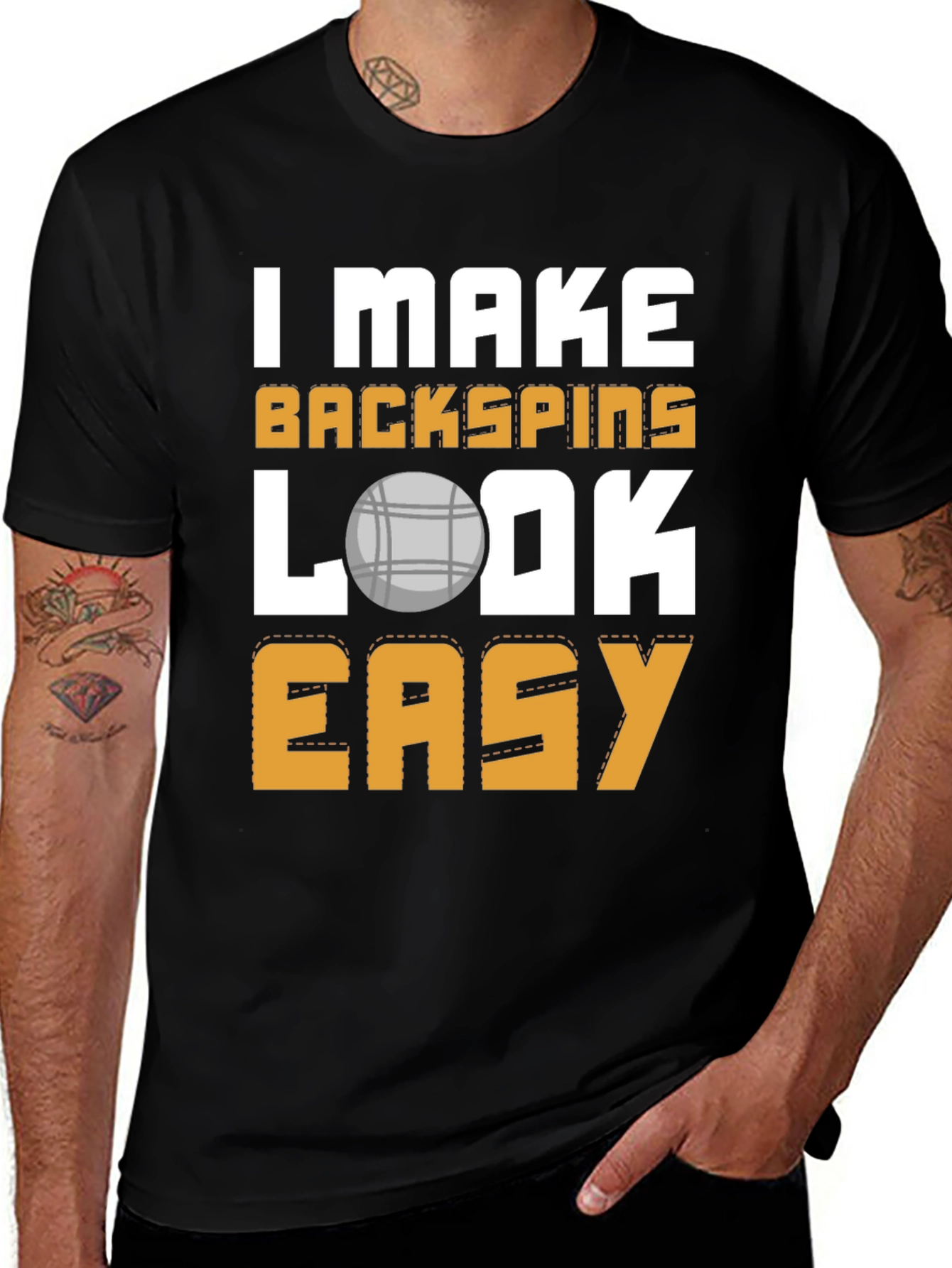 Variant 23 of Backspins Easy T-Shirt - Funny Bocce Ball Tee
