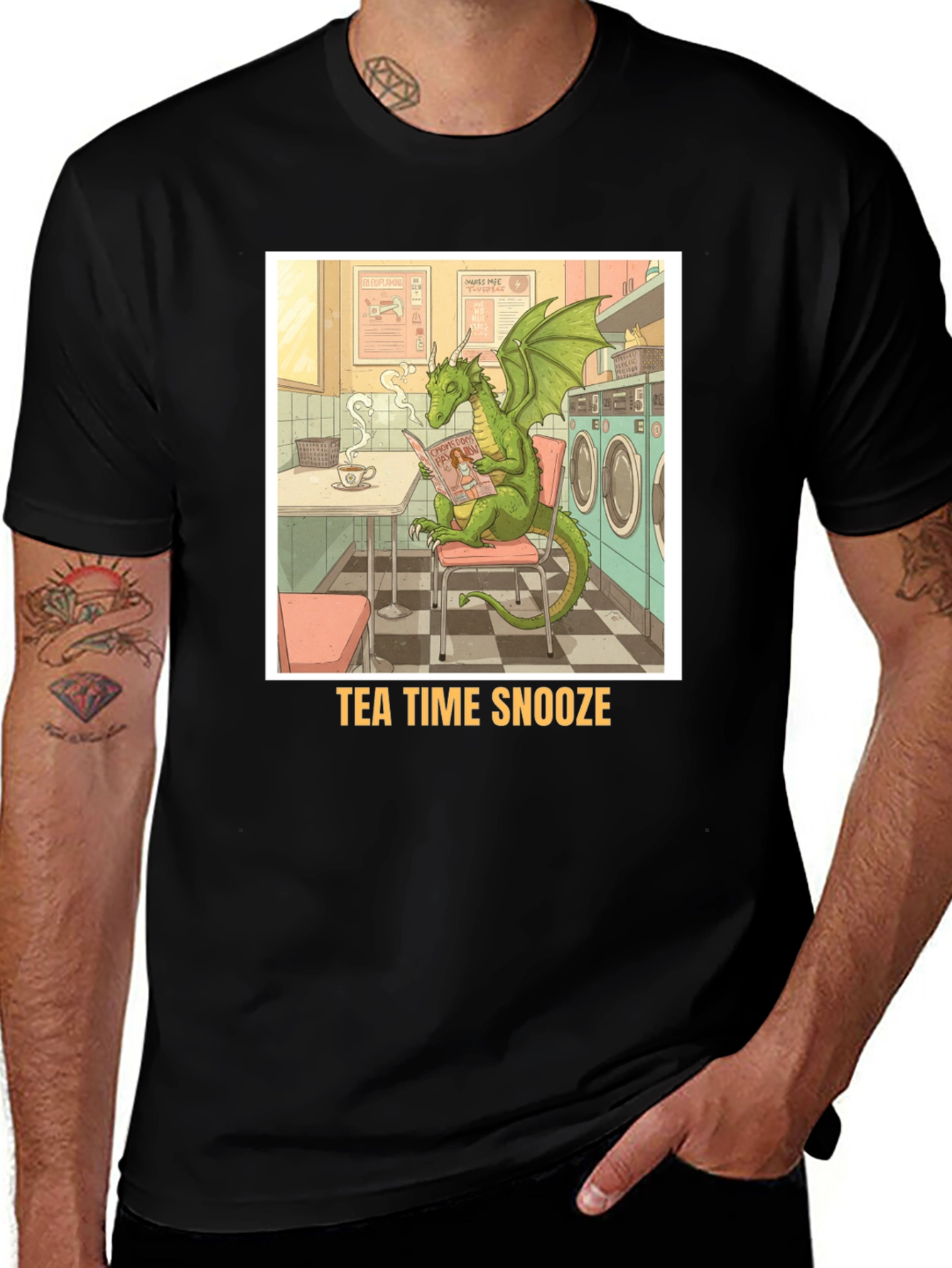 Variant 22 of Tea Time Dragon T-Shirt - Unique Graphic Tee