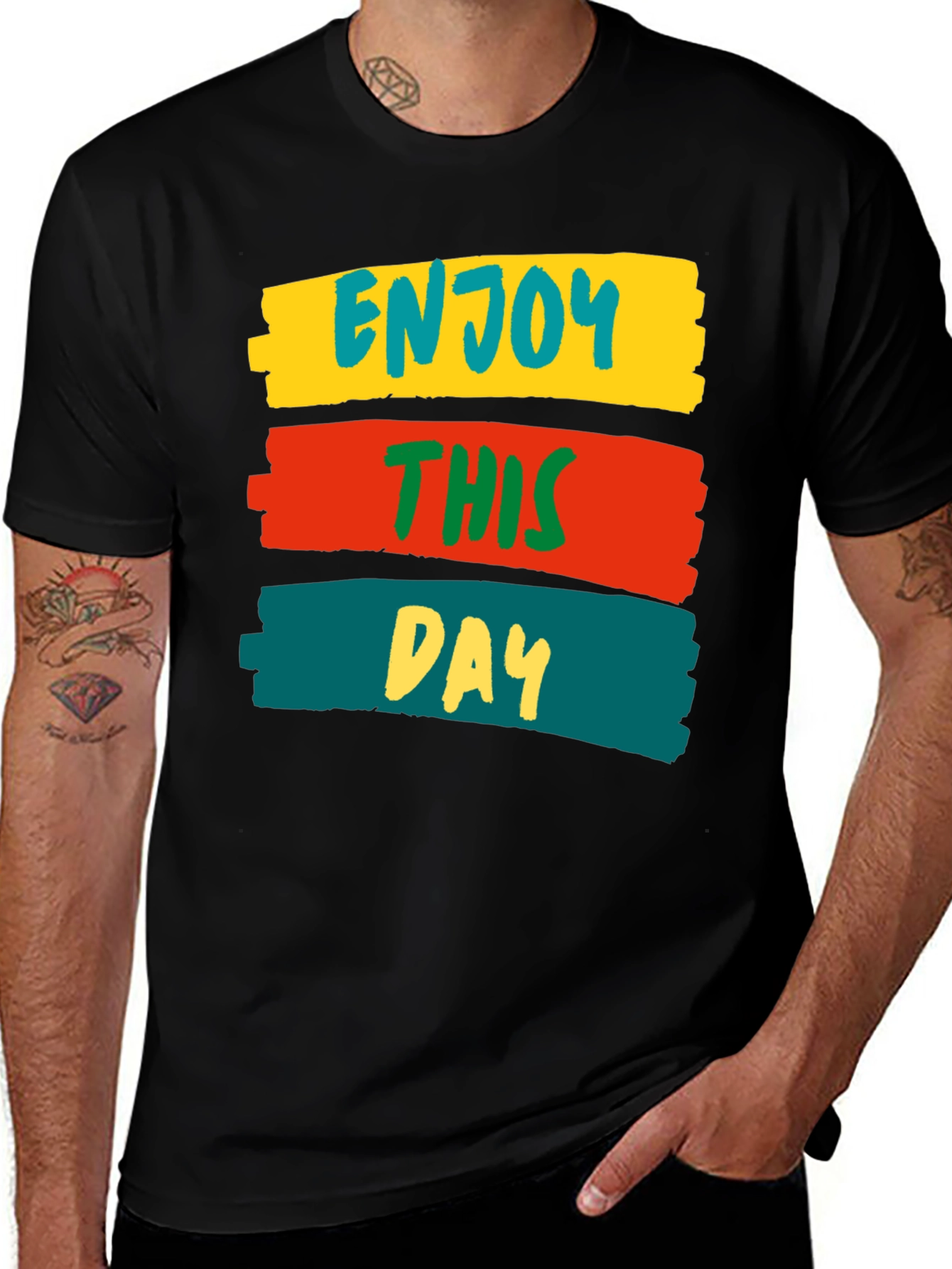 Enjoy This Day Graphic Black T-Shirt