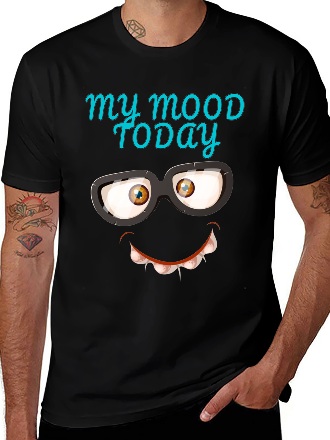Variant 15 of Funny "My Mood Today" Graphic Tee - Black Cotton T-Shirt