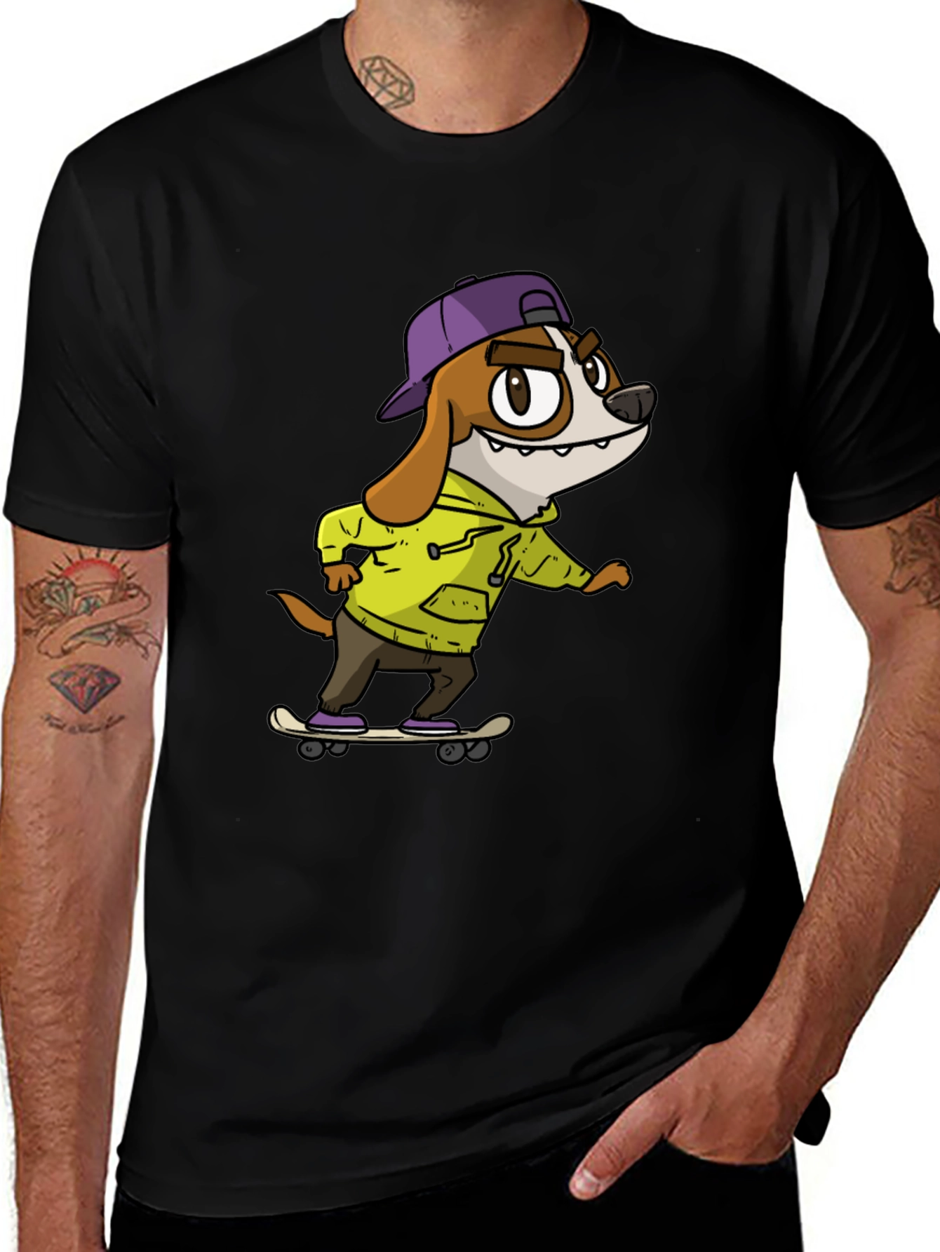Variant 4 of Cool Dog Skateboarder Graphic Tee