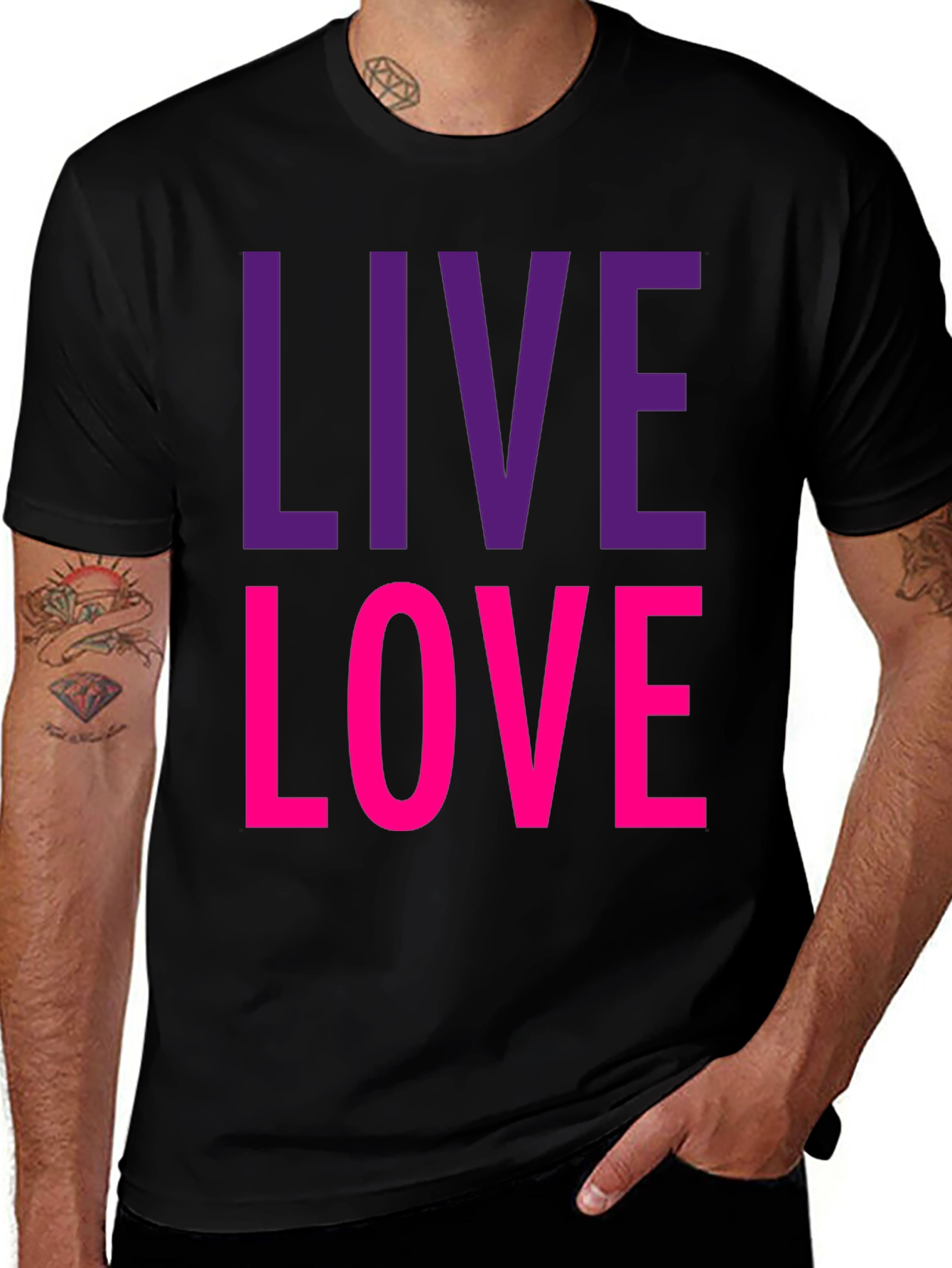 Variant 17 of Live Love Graphic Tee - Black T-Shirt