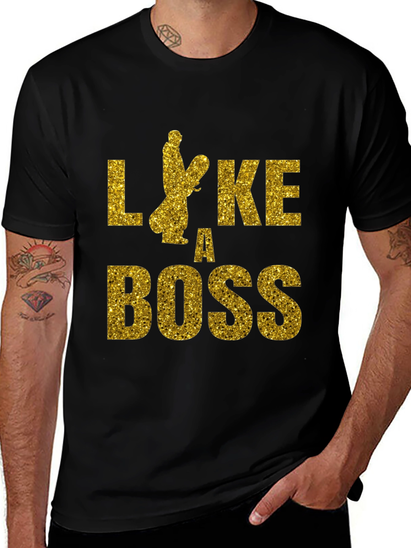 Variant 12 of Like a Boss T-Shirt - Gold Glitter Design