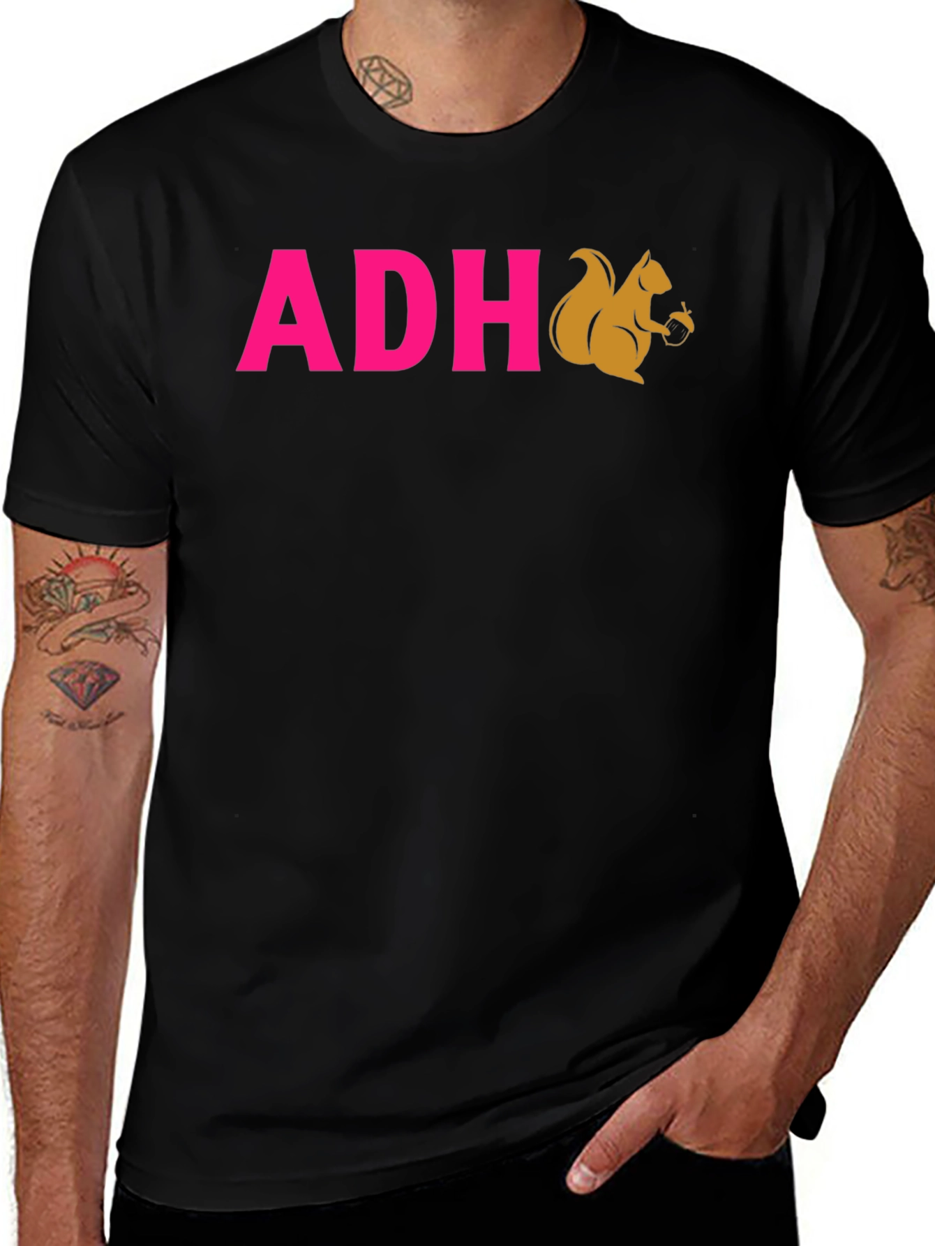 Variant 14 of Funny ADHD Squirrel Graphic T-Shirt - Black