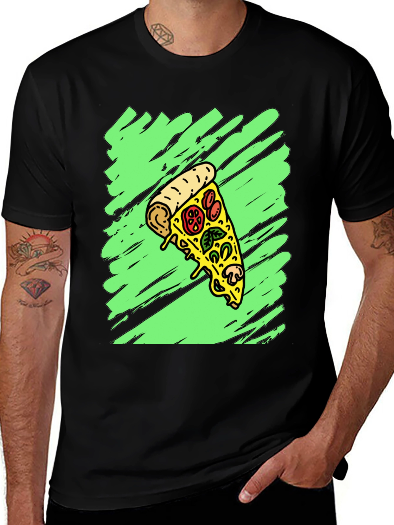 Pizza Slice Graphic Tee - Trendy Black T-Shirt