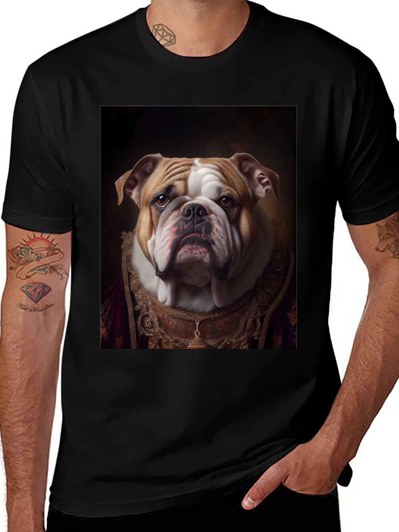 Variant 19 of Bulldog King T-Shirt - Funny Pet Portrait Tee