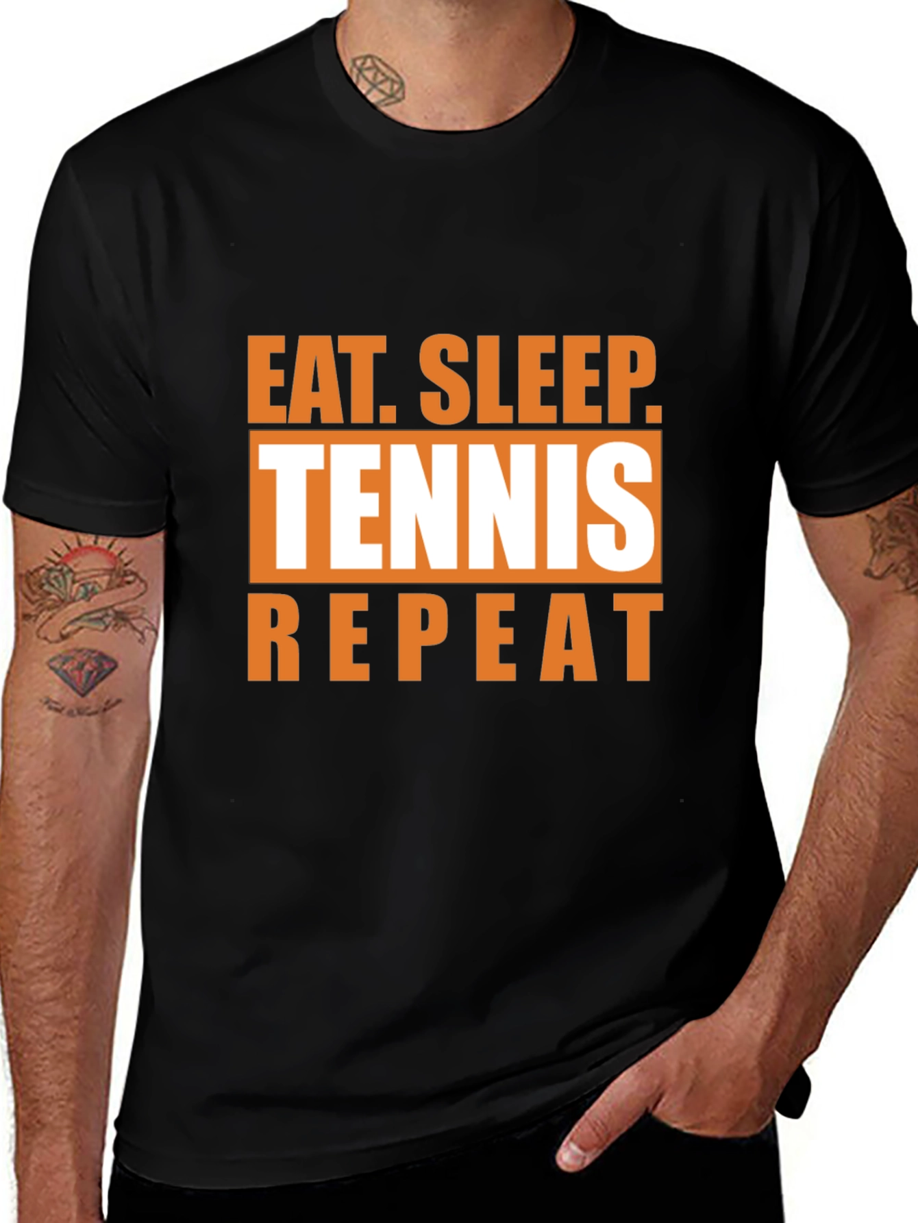 Eat Sleep Tennis Repeat Black T-Shirt