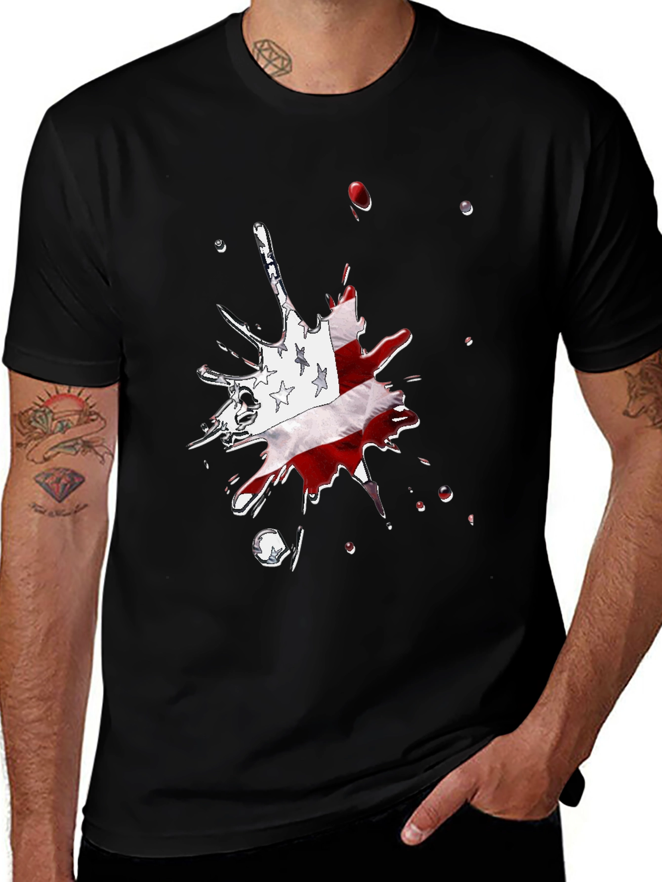 Variant 24 of Patriotic Splash T-Shirt - USA Flag Design